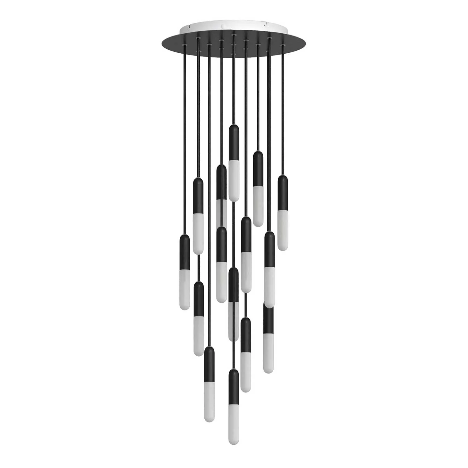15-drop pendant complete with P-Light and Rose-One 400mm – Black