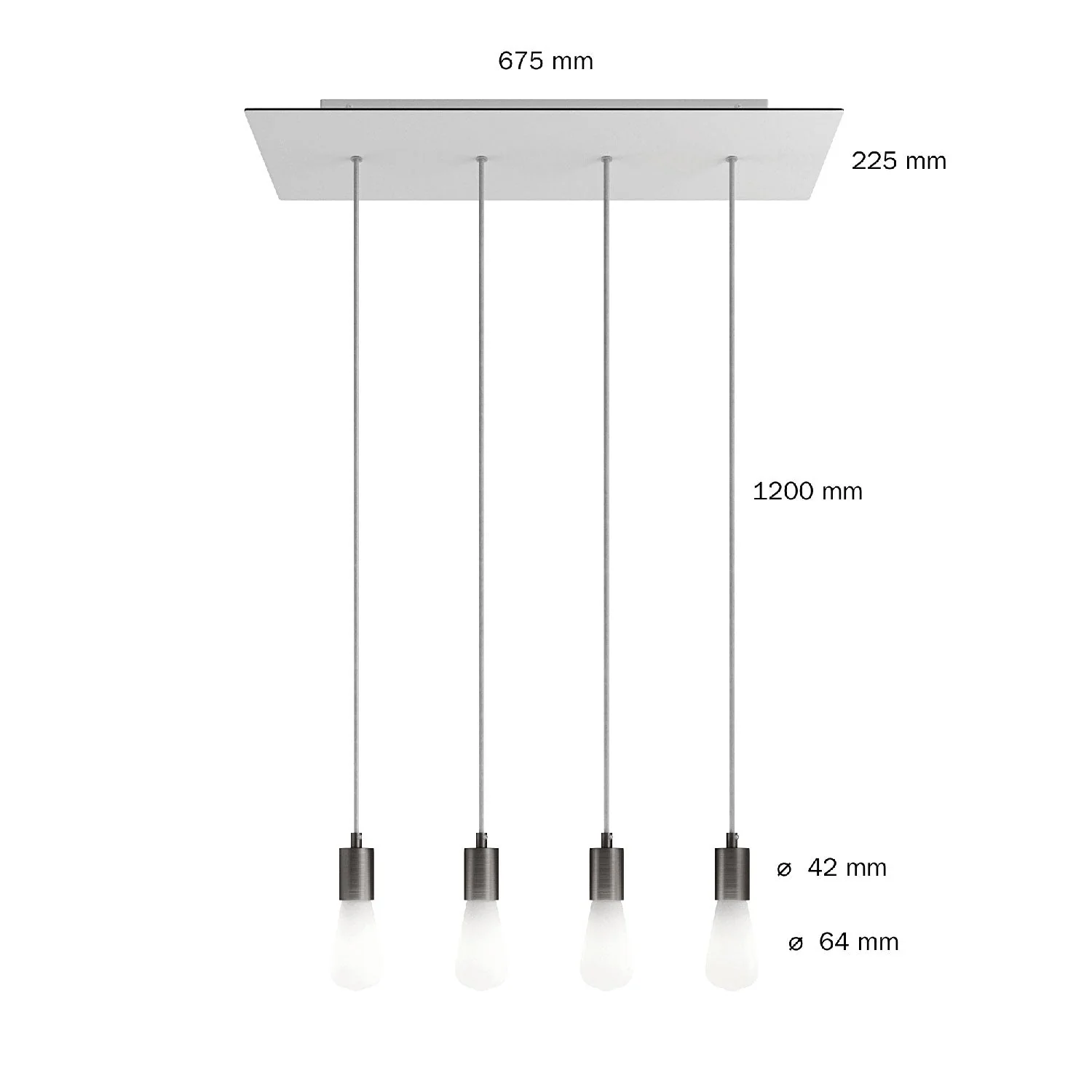4-drop pendant lamp with XXL rectangular Rose-One 675 mm with metal finishes - Satin copper - Image 6