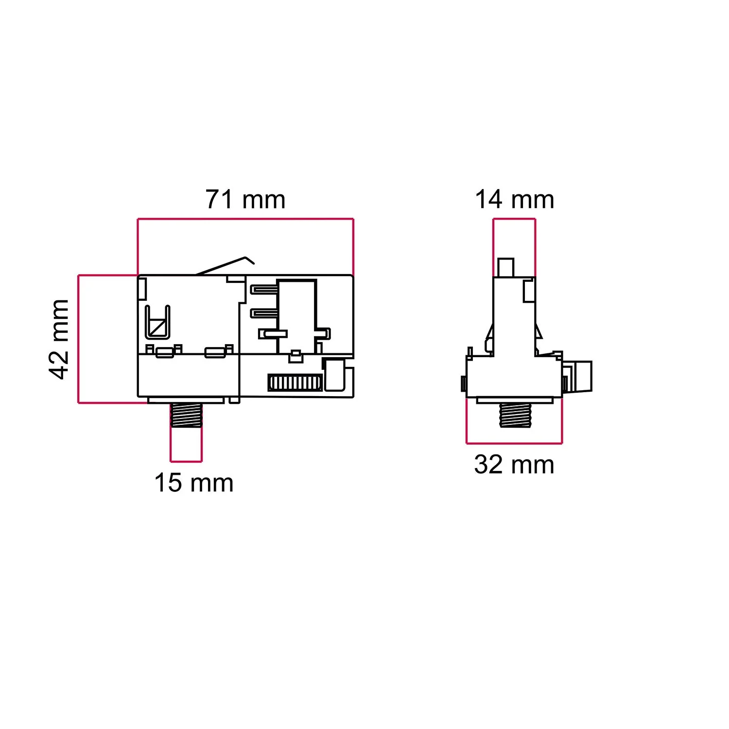Black Powergear adapter for three-phase track - for extension or joint - Image 3