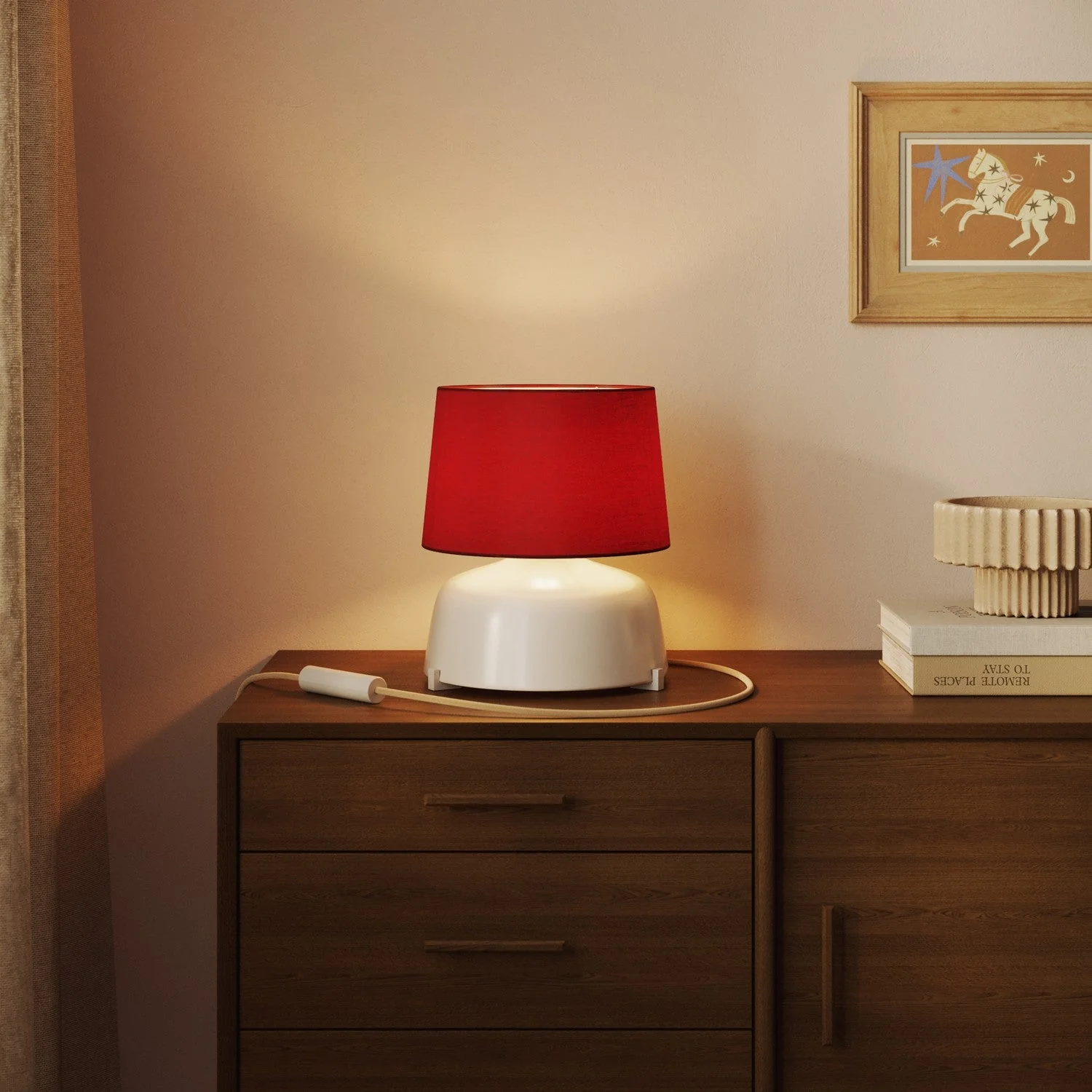 Athena Lampshade with E27 fitting for table or floor lamp - Made in Italy - Red Canvas - Image 2