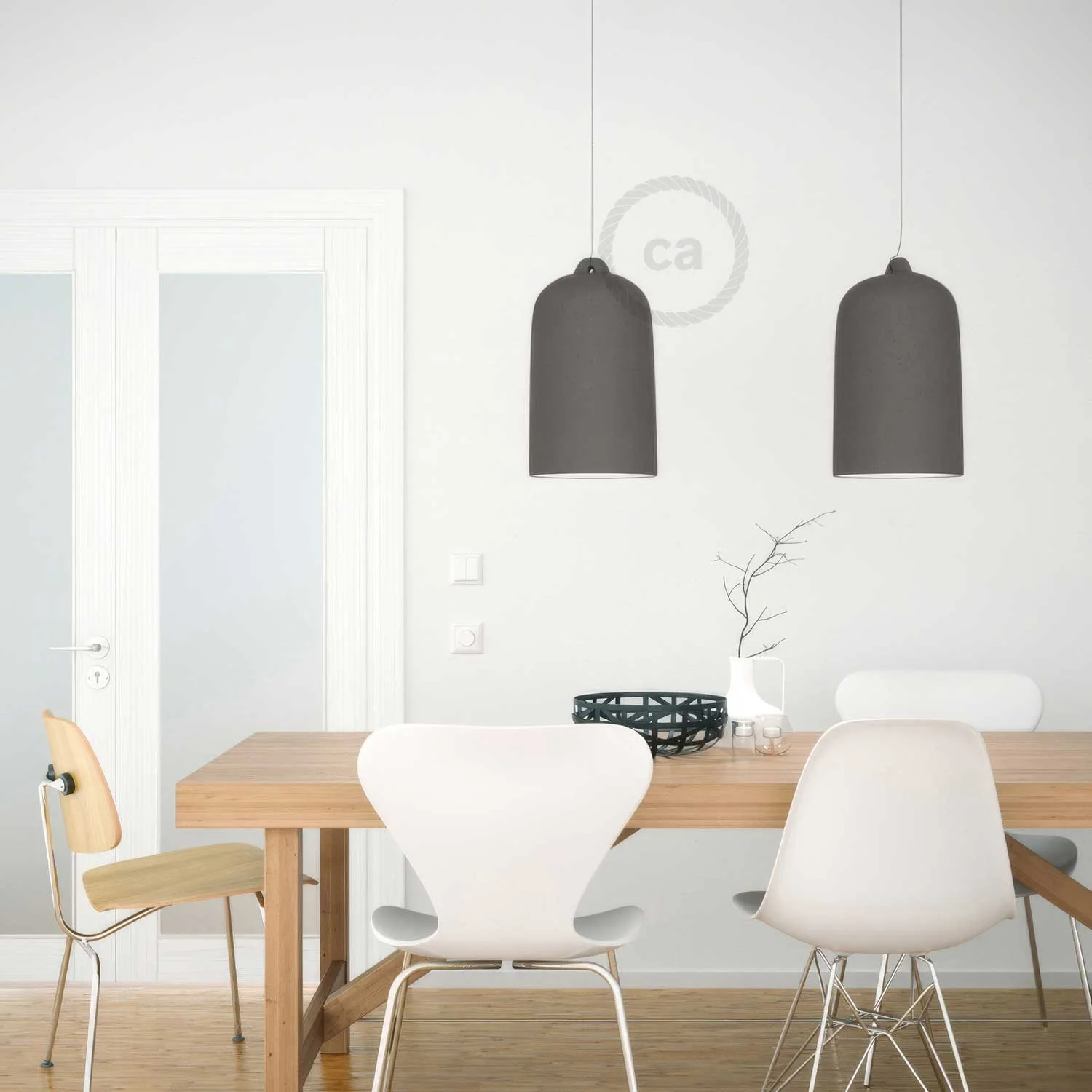 Campana, XL ceramic lampshade for pendant - Made in Italy - Cement effect - Image 3
