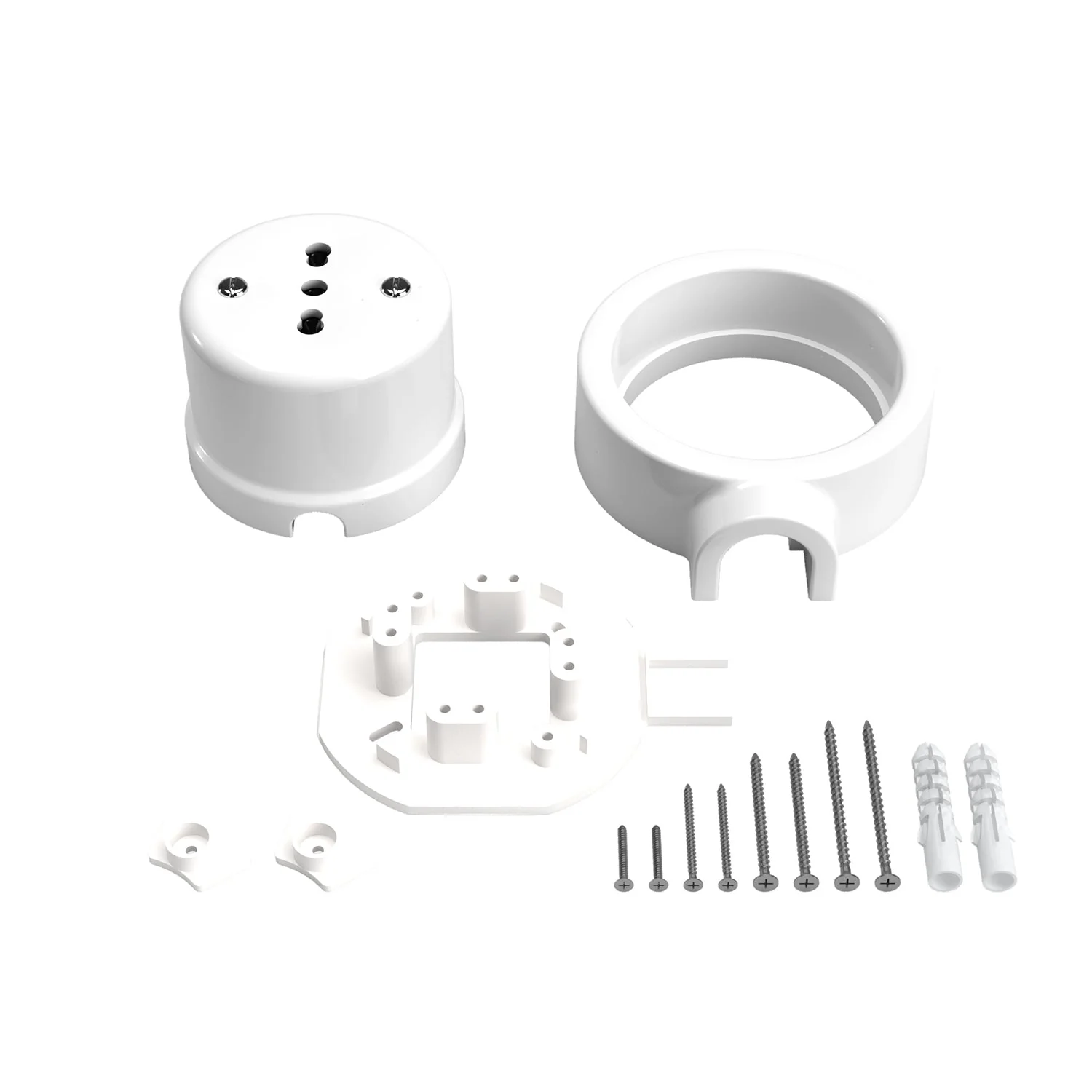 Italian bipasso wall socket kit 10/16A and base for Creative-Tubes in porcelain - White - Image 3