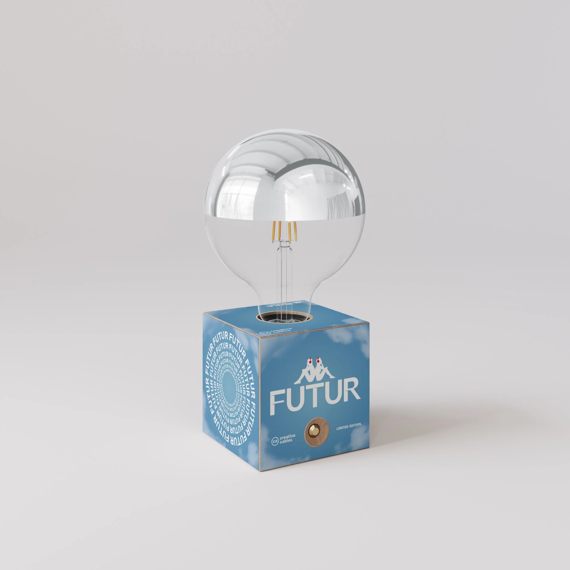 Cabless03 "Futur" battery lamp with silver half-sphere globe bulb - Futur Festival - Image 3