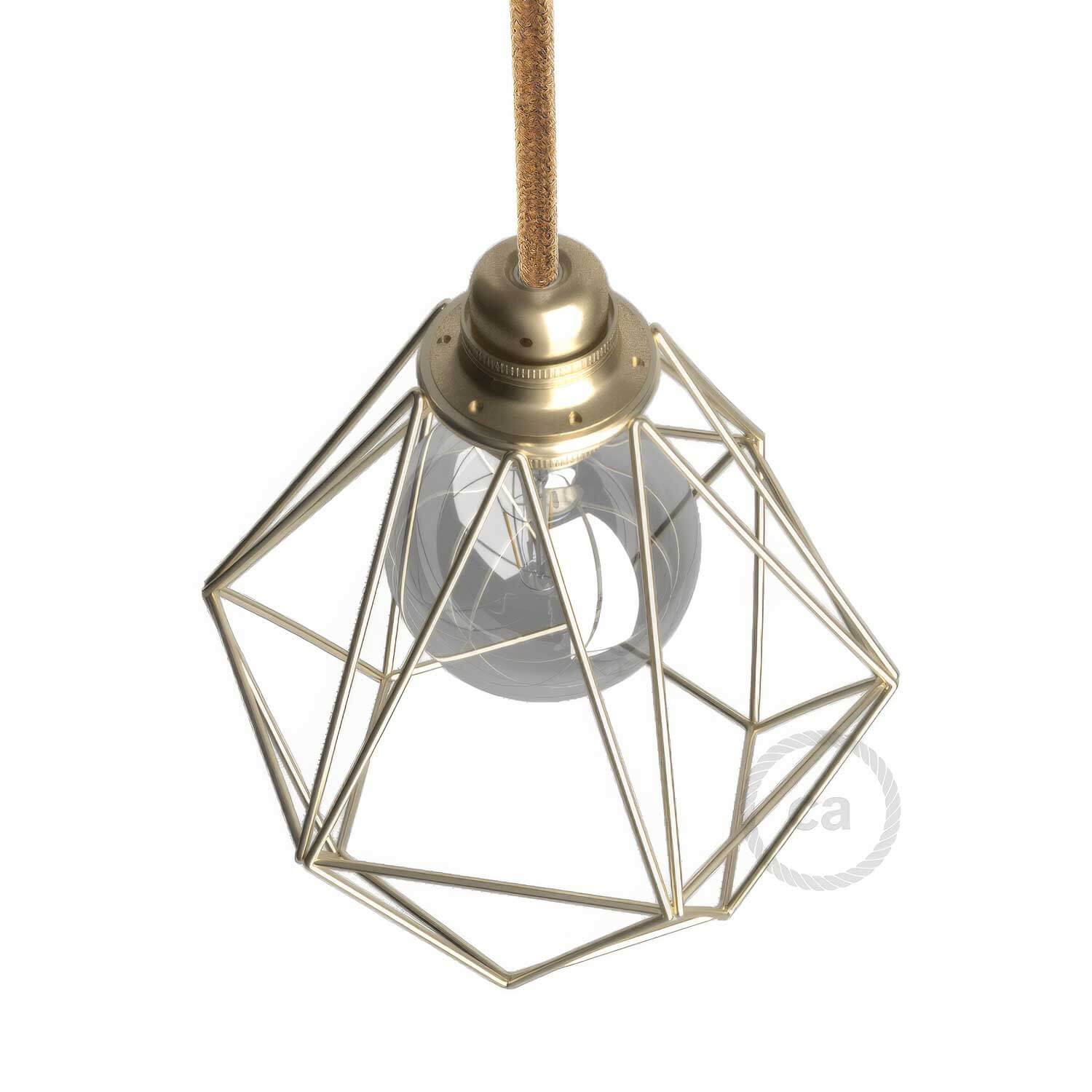 Diamond metal Lampshade cage with E27 fitting - Brass - Image 3