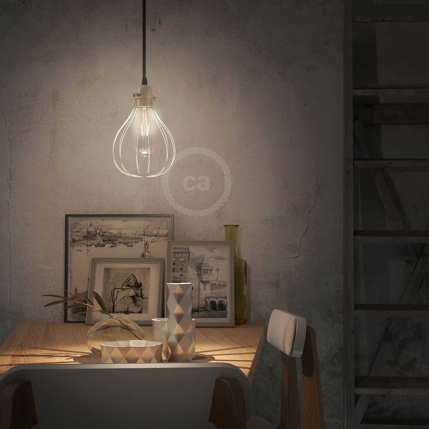 Drop lampshade cage in metal with adjustable collar fitting - Brass - Image 2