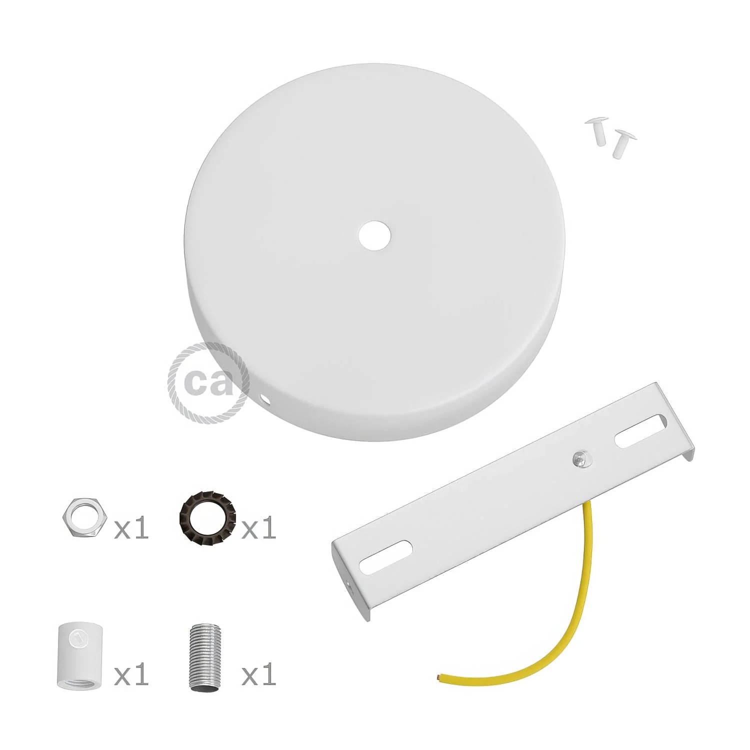 Cylindrical metal ceiling rose kit - Matt white - Image 8