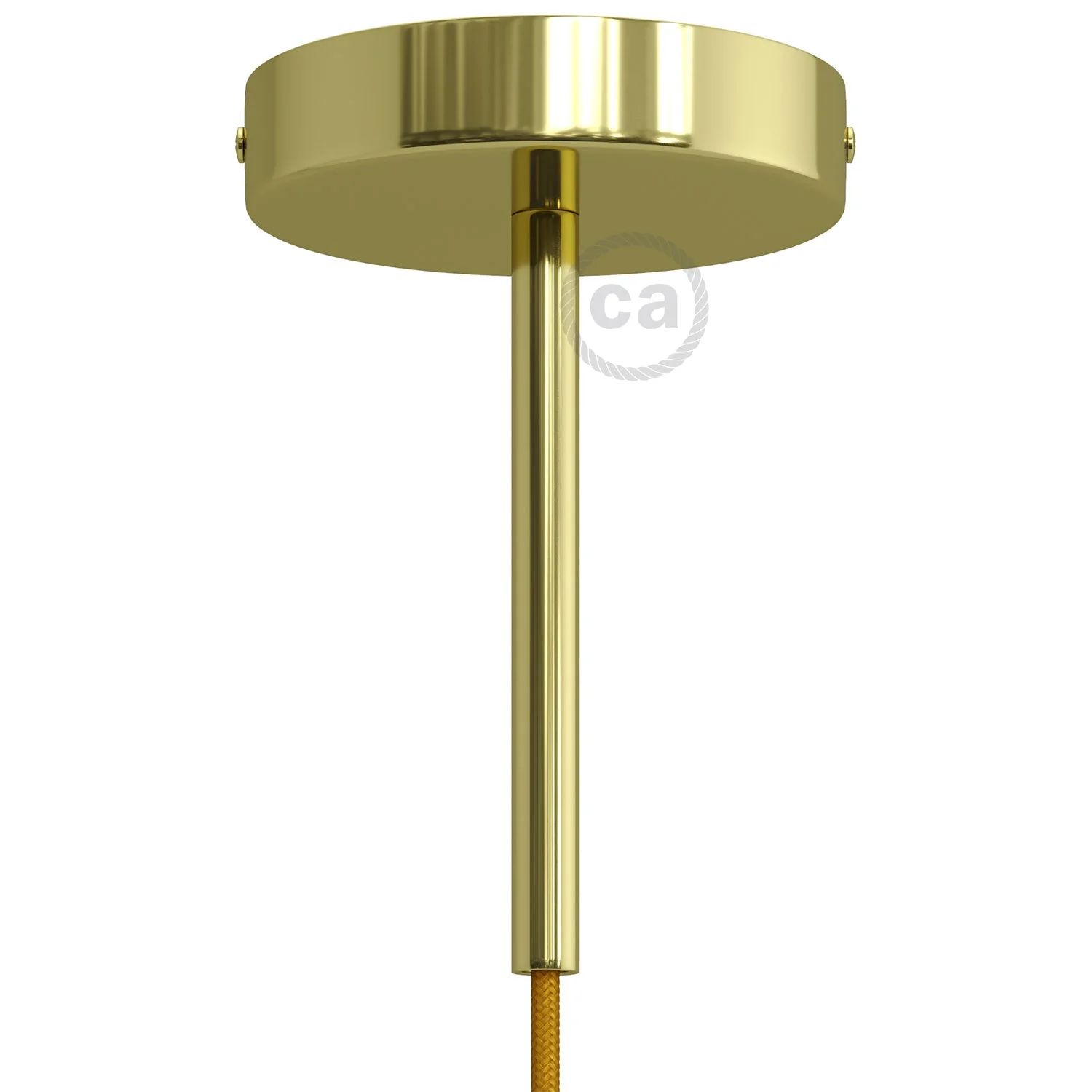 Cylindrical ceiling rose kit in metal with 15 cm cable clamp - Brass