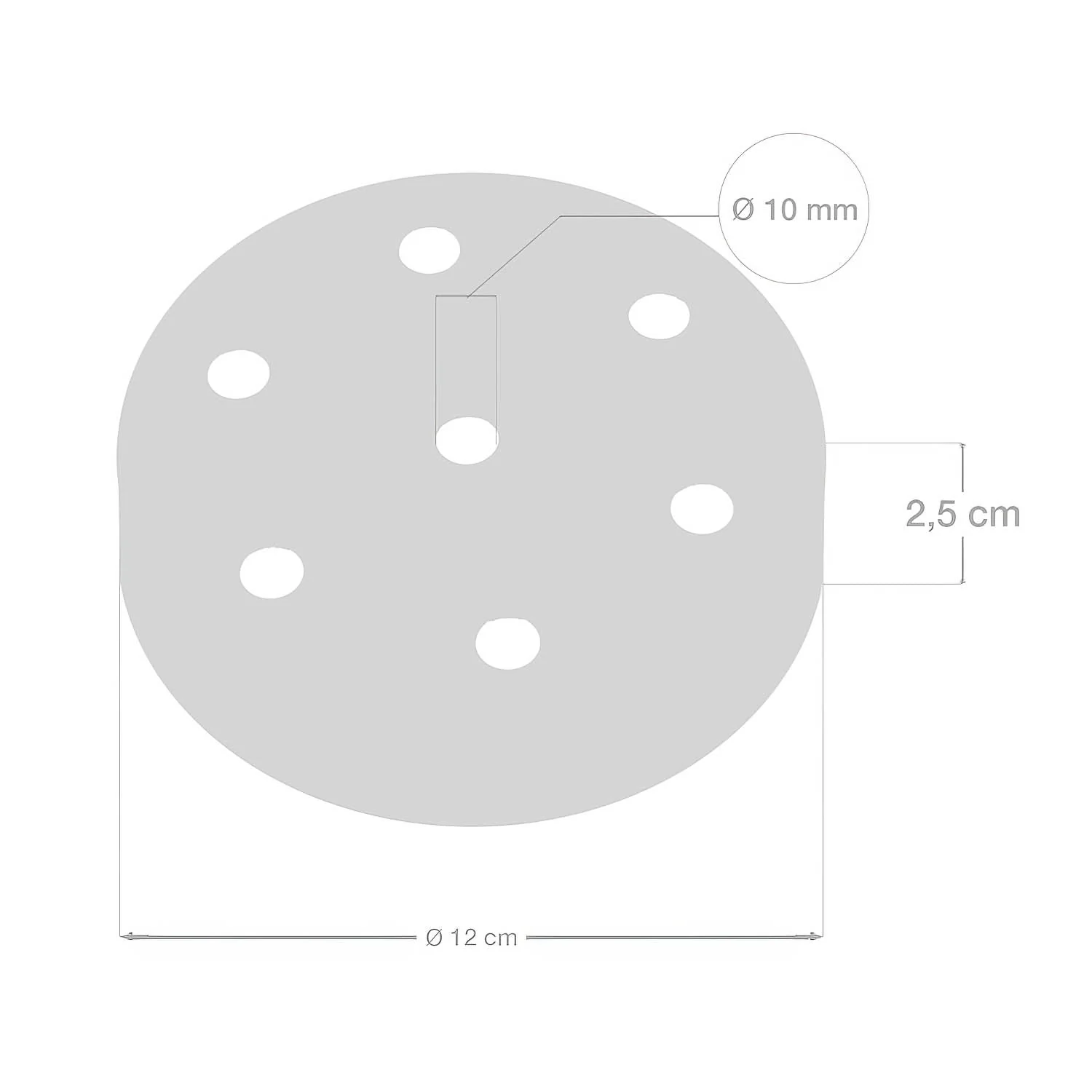 Cylindrical metal ceiling rose kit with 7 holes - Copper - Image 5