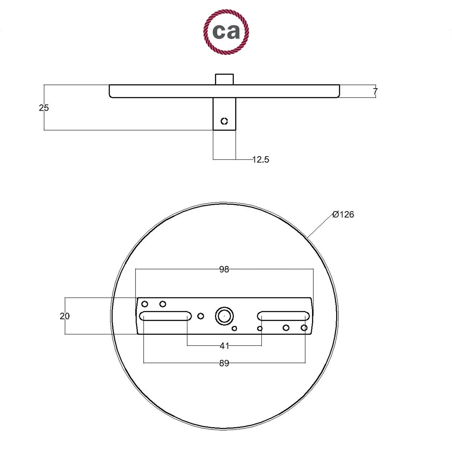 Flush-mounted ceiling rose with 1 central hole β Black - Image 5