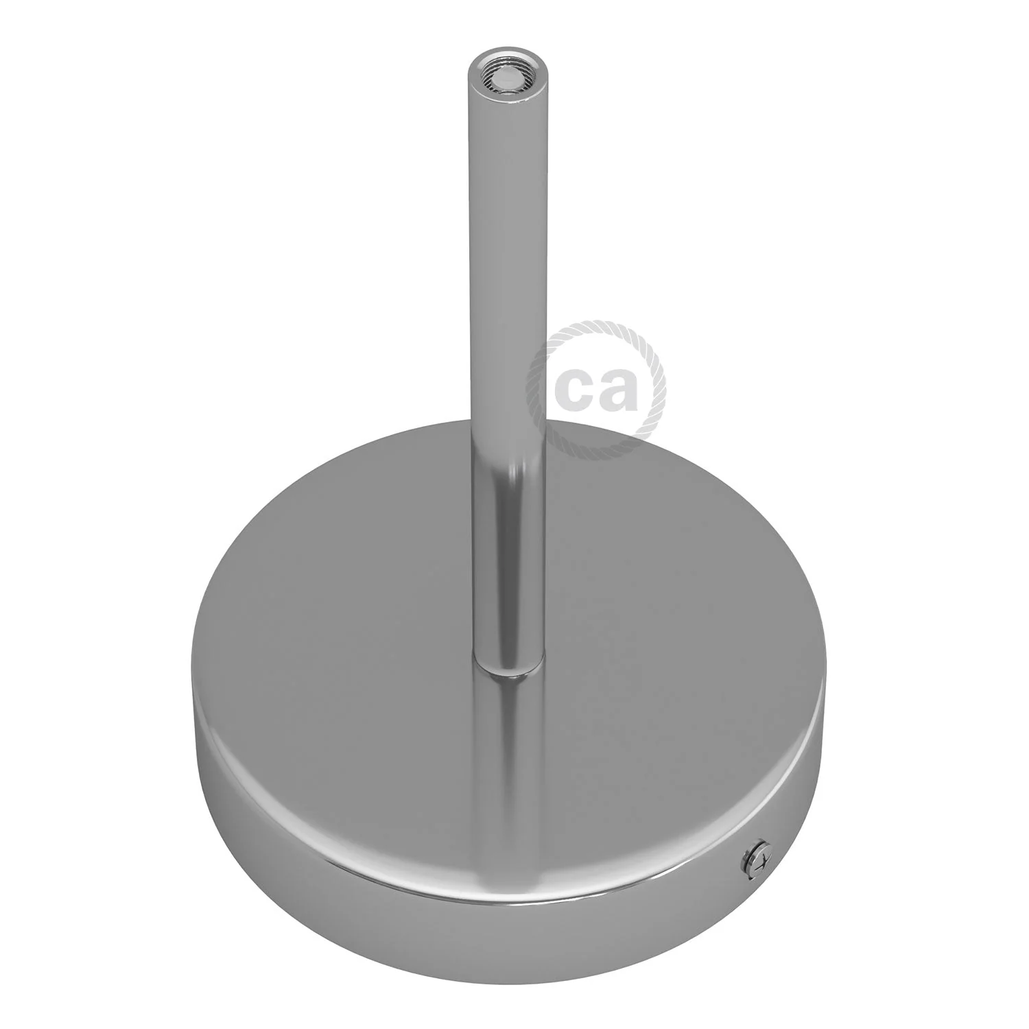 Cylindrical ceiling rose kit in metal with 15 cm Cable Clamp - Chrome - Image 2