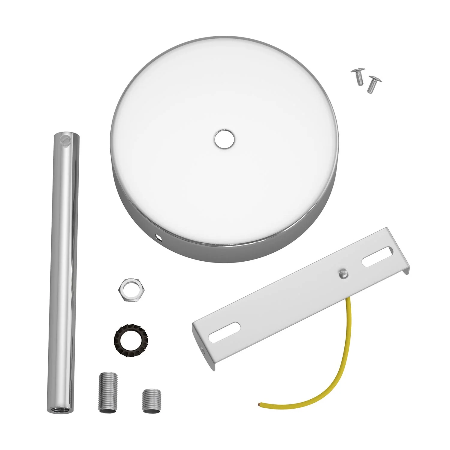 Cylindrical ceiling rose kit in metal with 15 cm Cable Clamp - Chrome - Image 3