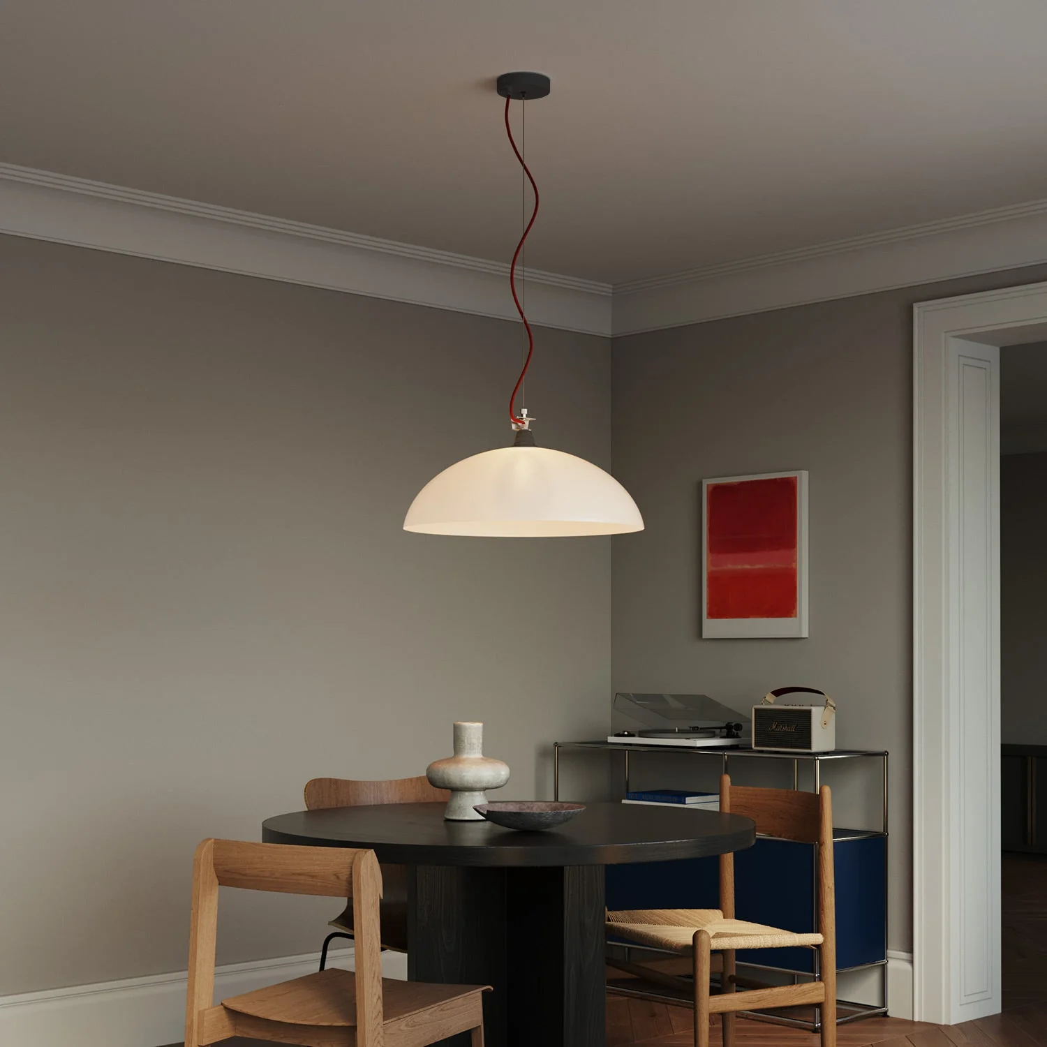 Ceiling canopy Kit Ø 120 mm with steel suspension and millimetric balancer - Matte Black - Image 3