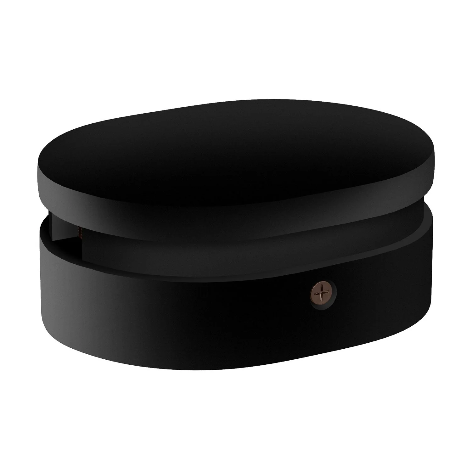 Oval ceiling rose in wood with 2 side holes for cable for string light and Filé system. Made in Italy - Black - Image 2