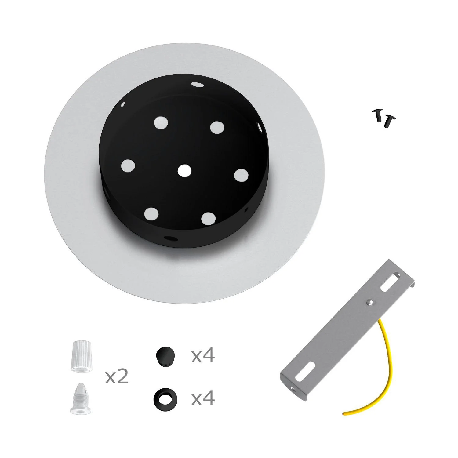 Rose-One round ceiling rose, 200 mm diameter with 2 holes and 4 side holes – Anthracite - Image 10