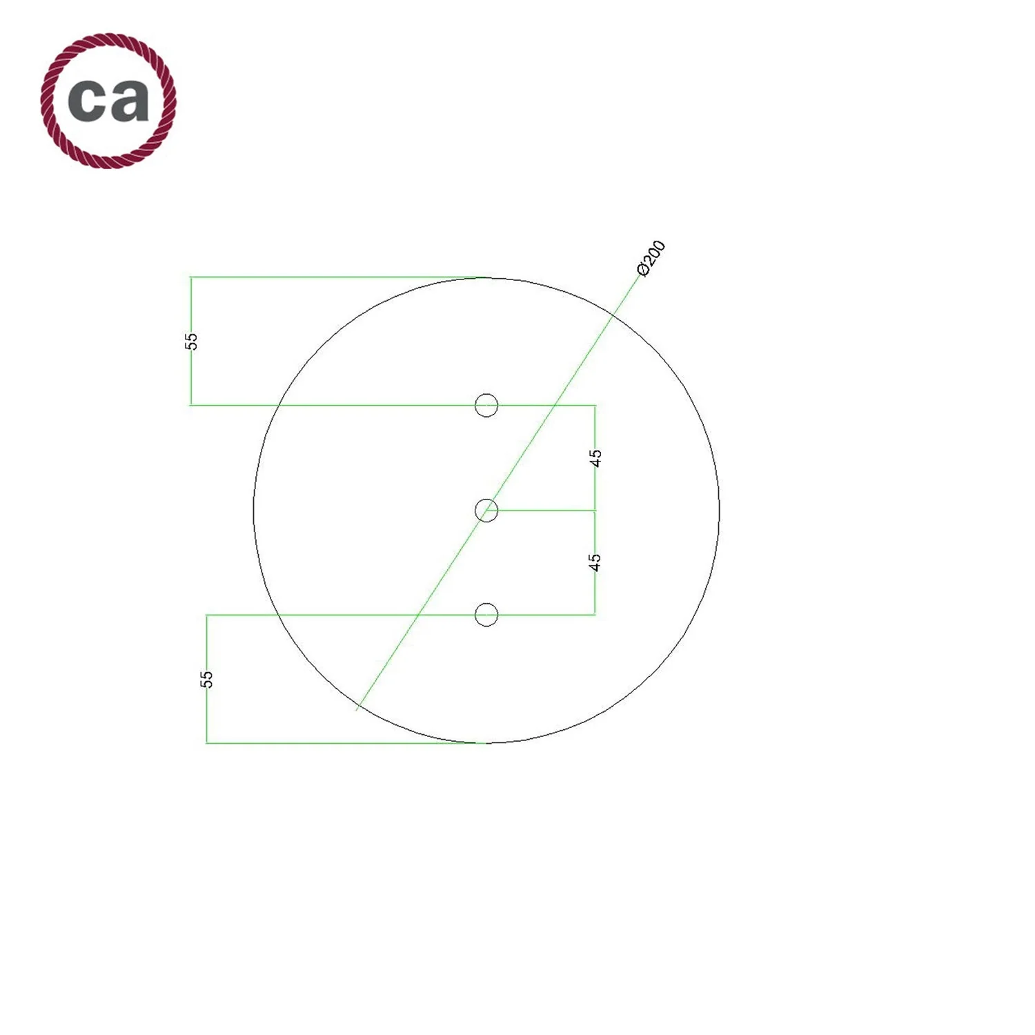 Rose-One round ceiling rose, 200 mm diameter with 3 inline holes and 4 side holes - Meadow green - Image 7