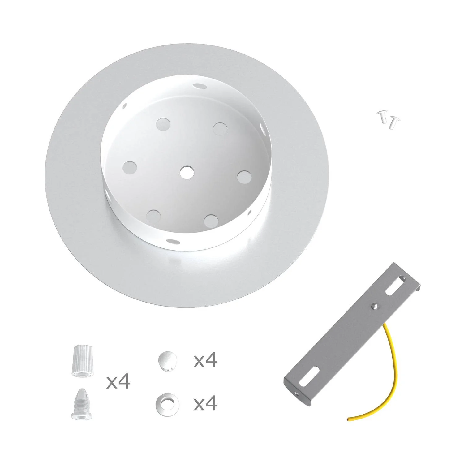 Ceiling rose Rose-One round, diameter 200 mm with 4 holes and 4 side holes - Satin copper Dibond - Image 6