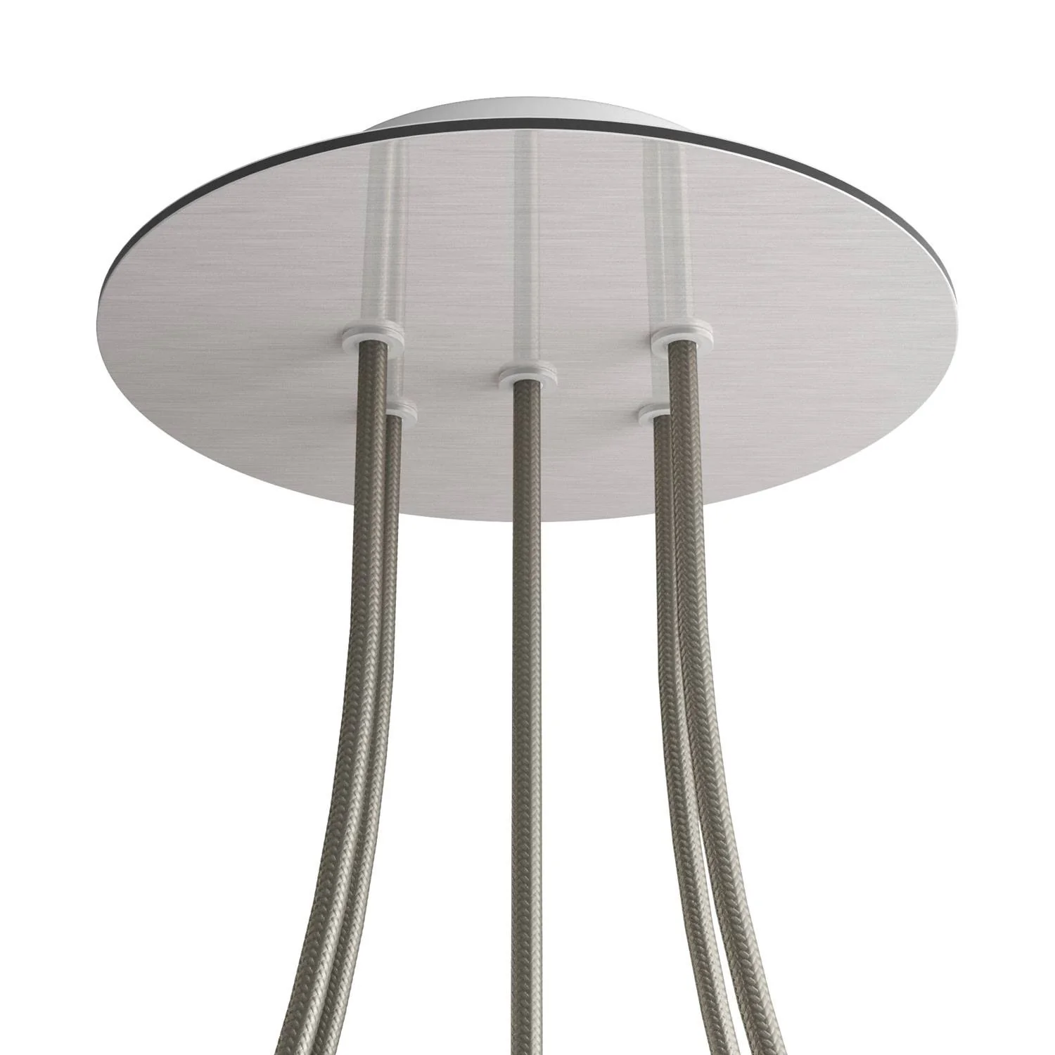 Rose-One round ceiling rose, 200 mm diameter with 5 holes and 4 side holes - Satin steel Dibond