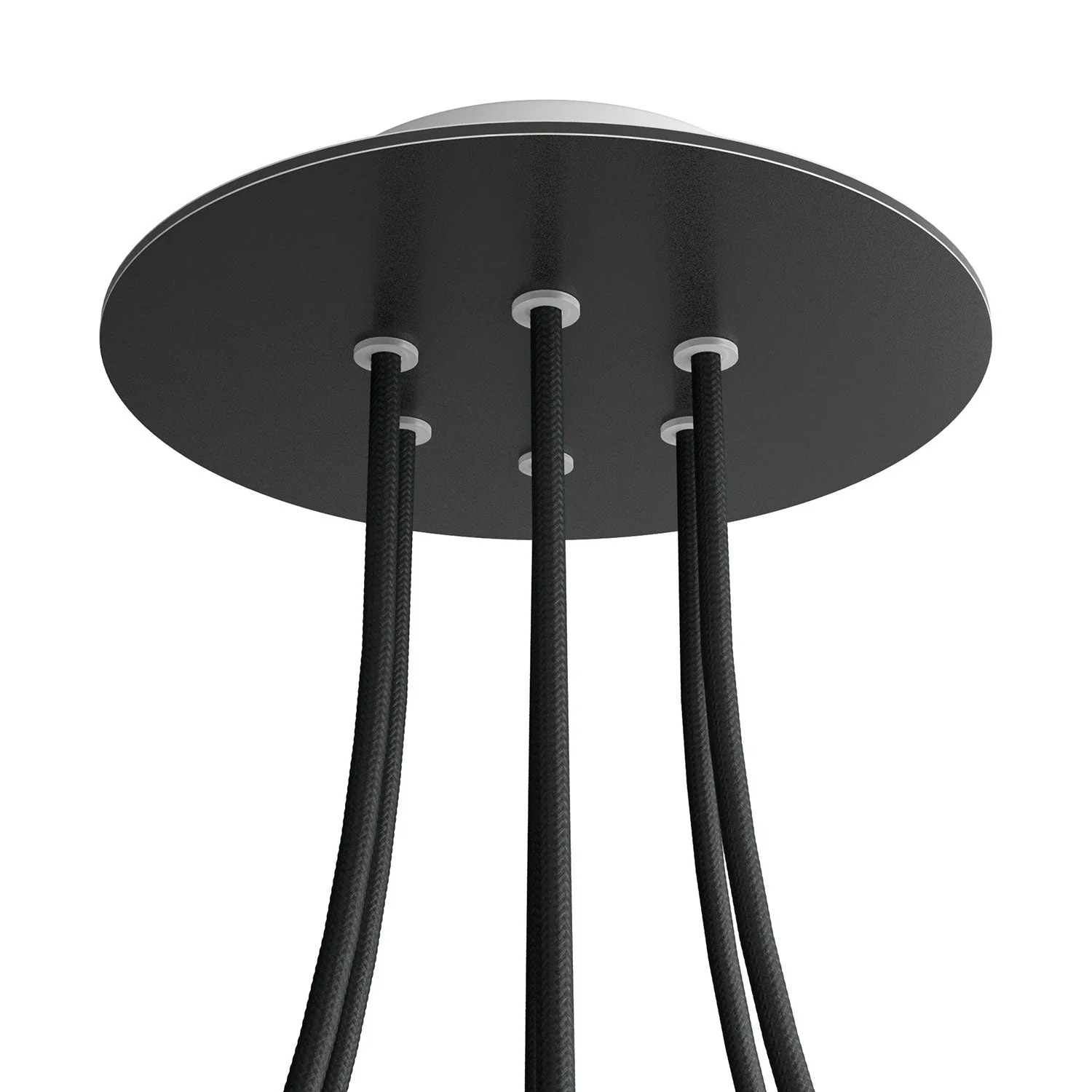 Rose-One round ceiling rose, 200 mm diameter with 6 holes and 4 side holes - Matt black
