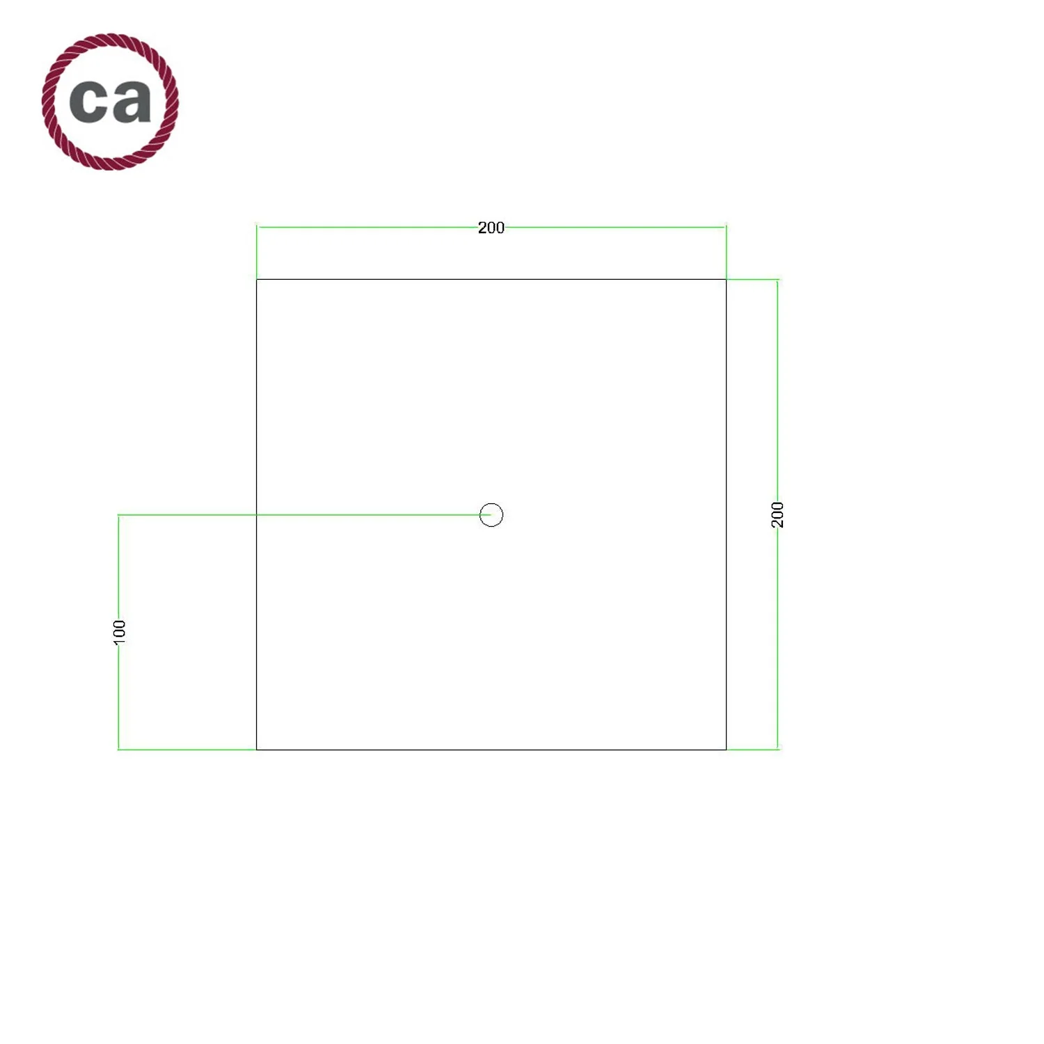 Ceiling rose Rose-One square, 200 mm with 1 hole and 4 side holes - Satin copper Dibond - Image 7