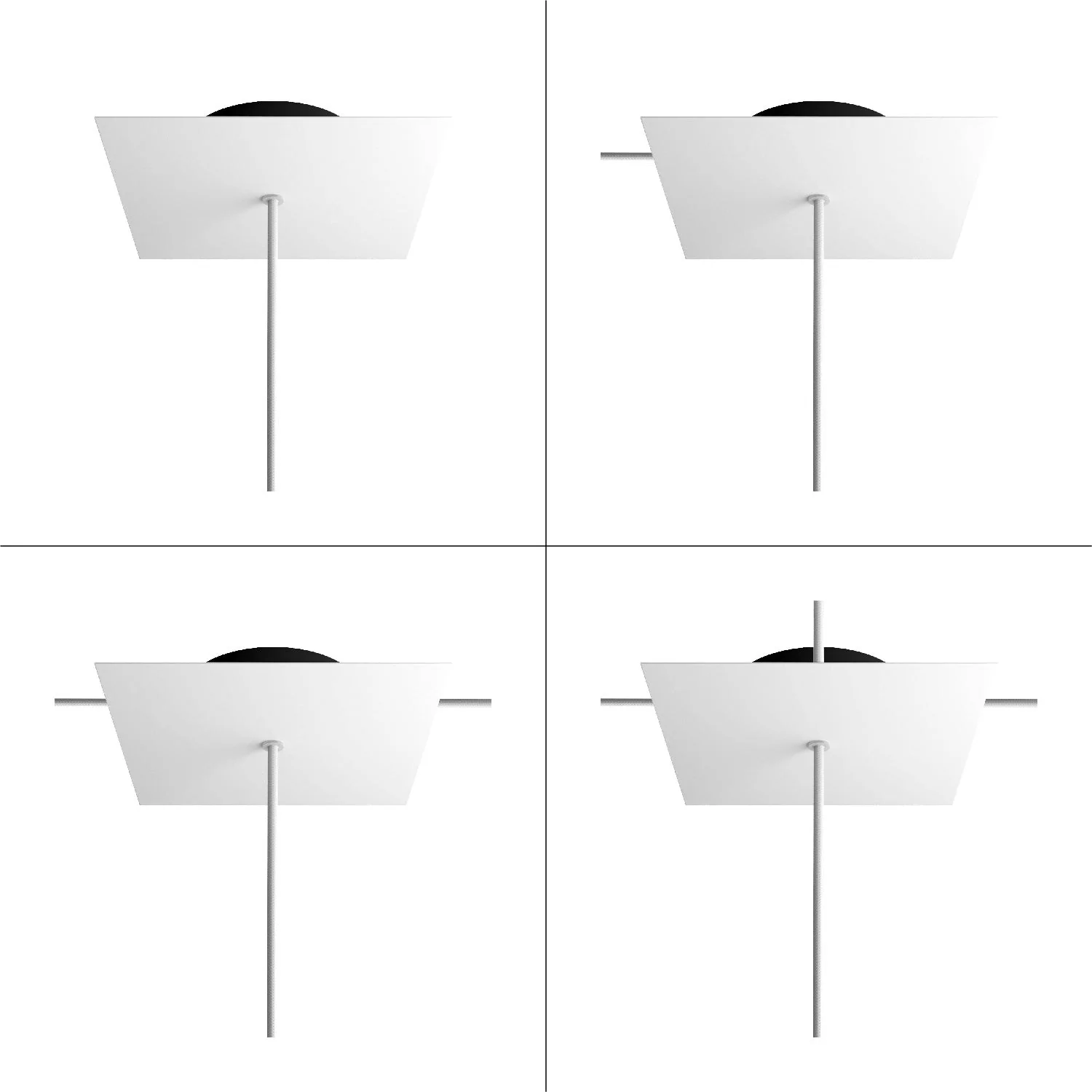 Ceiling rose Rose-One square, 200 mm with 1 hole and 4 side holes - Satin copper Dibond - Image 9