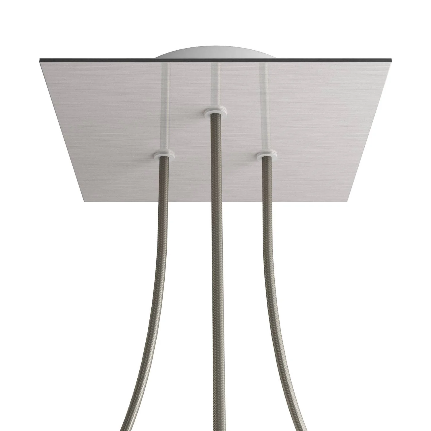 Rose-One square ceiling rose, 200 mm with 3 holes and 4 side holes - Satin steel Dibond