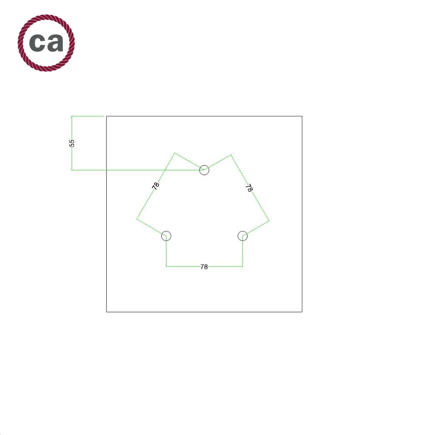 Ceiling rose Rose-One square, 200 mm with 3 holes and 4 side holes - Meadow green - Image 7