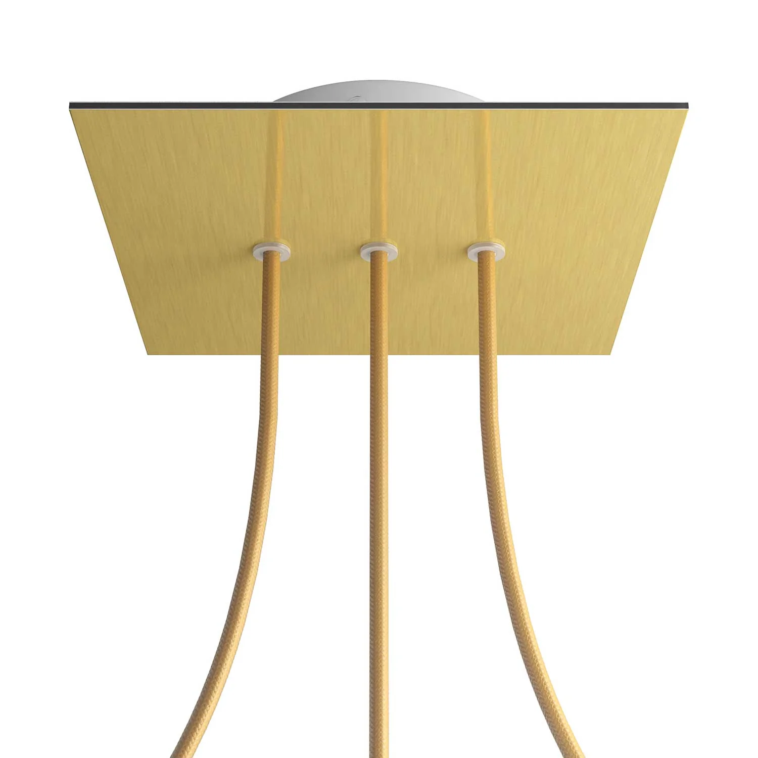 Rose-One square ceiling rose, 200 mm with 3 inline holes and 4 side holes - Satin brass Dibond