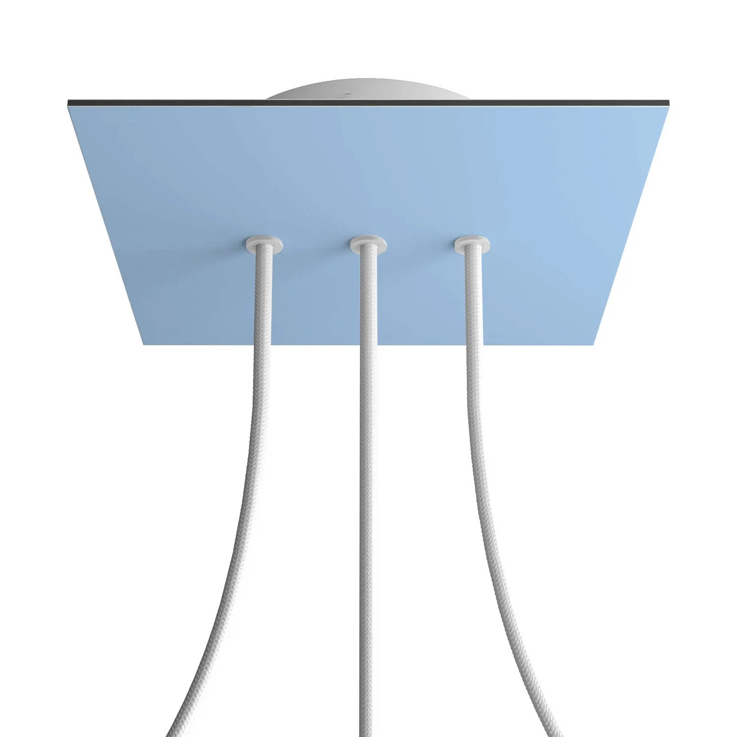 Ceiling rose Rose-One square, 200 mm with 3 inline holes and 4 side holes - Powder blue
