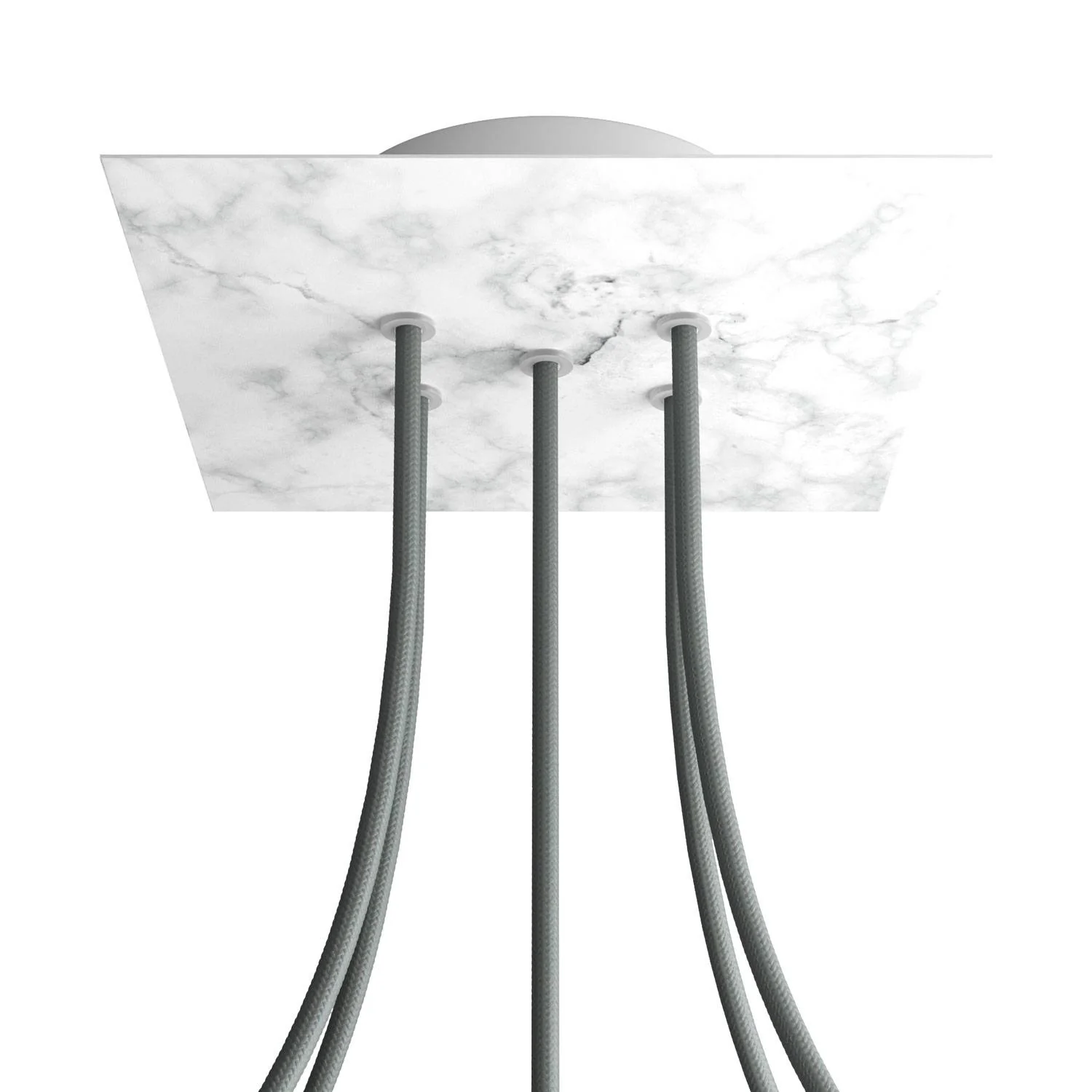 Rose-One square ceiling rose, 200 mm with 5 holes and 4 side holes - Carrara marble