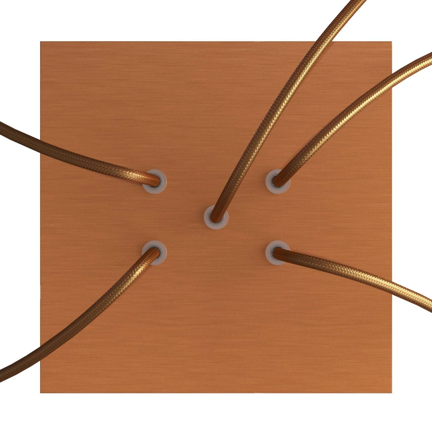 Rose-One square ceiling rose, 200 mm with 5 holes and 4 side holes - Satin copper Dibond - Image 2