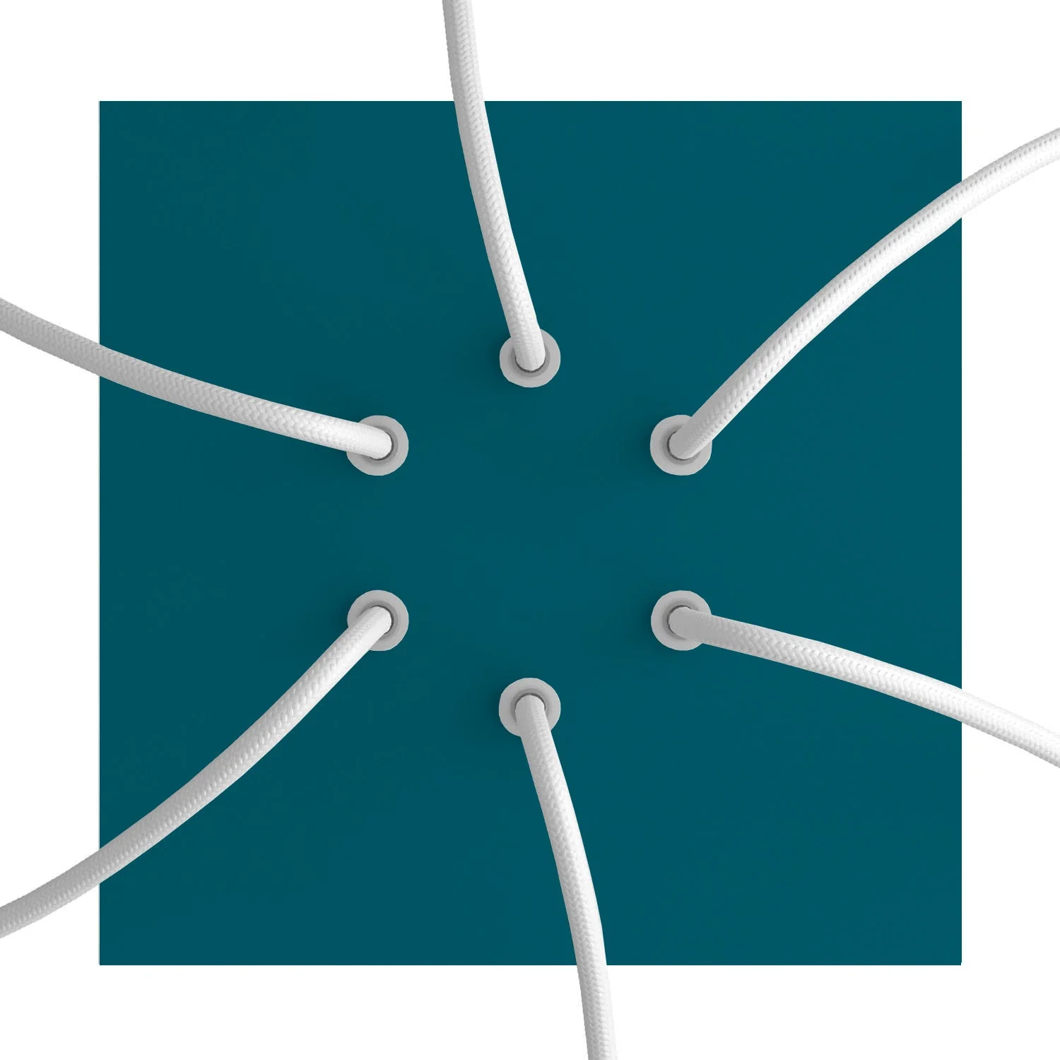 Rose-One square ceiling rose, 200 mm with 6 holes and 4 side holes – Petrol blue - Image 2