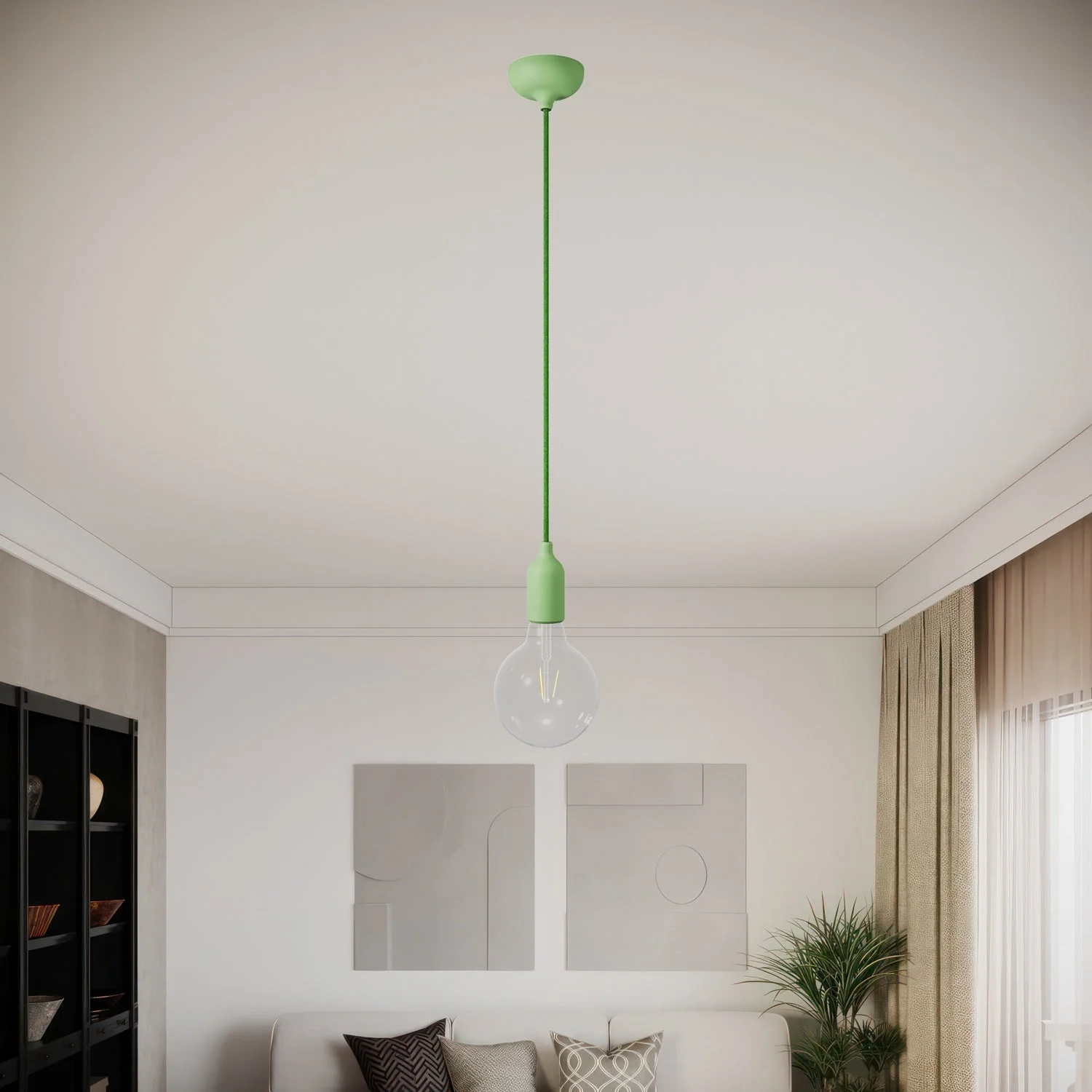 Silicone ceiling rose kit with central hole and preparation for side hole - Meadow green - Image 6