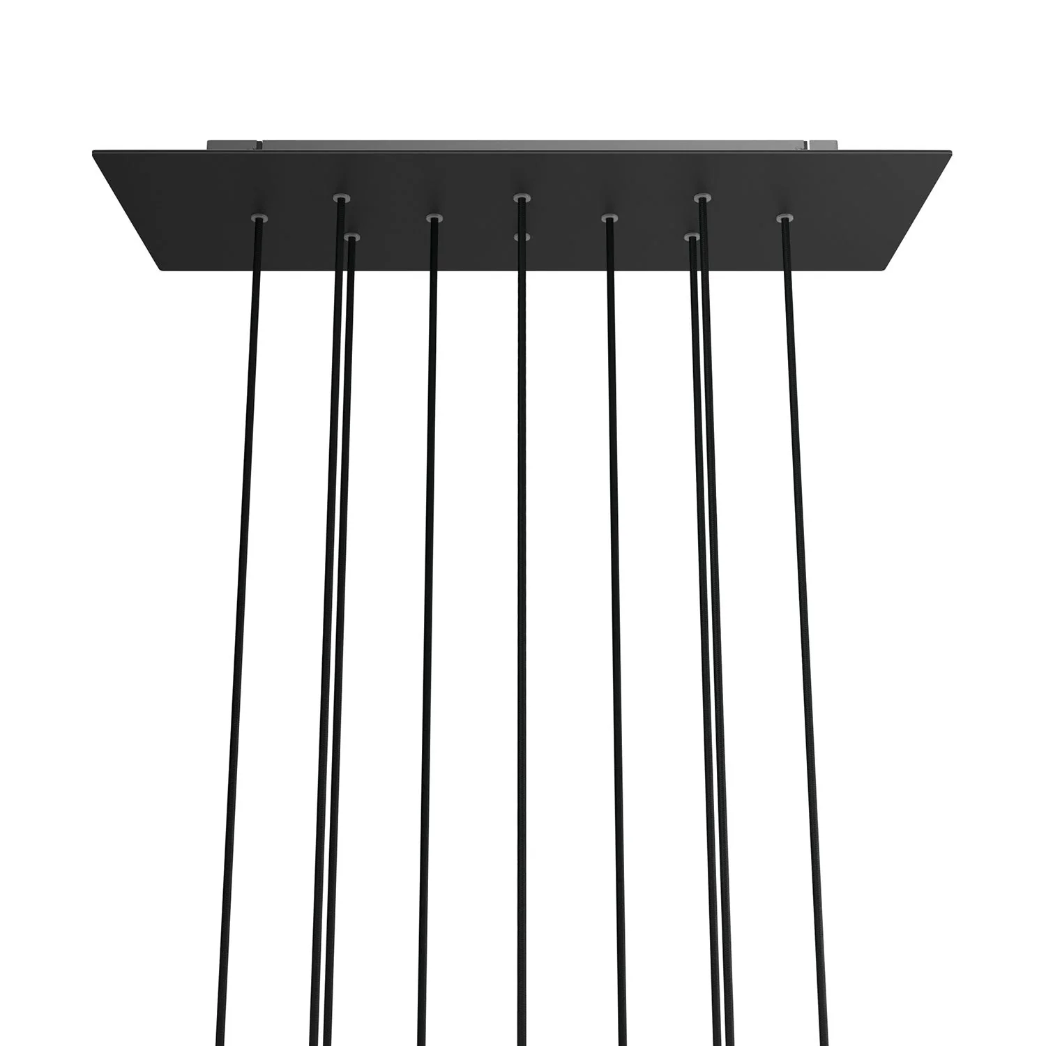 XXL Rose-One rectangular ceiling rose with 10 holes and 6 side holes, size 675 x 225 mm - Matte black Dibond