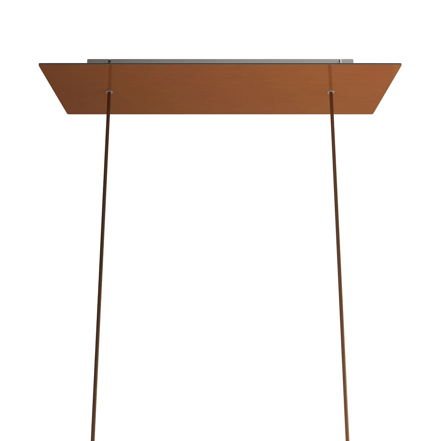 XXL Rose-One rectangular ceiling rose with 2 holes and 6 side holes, dimensions 675 x 225 mm - Satin copper Dibond