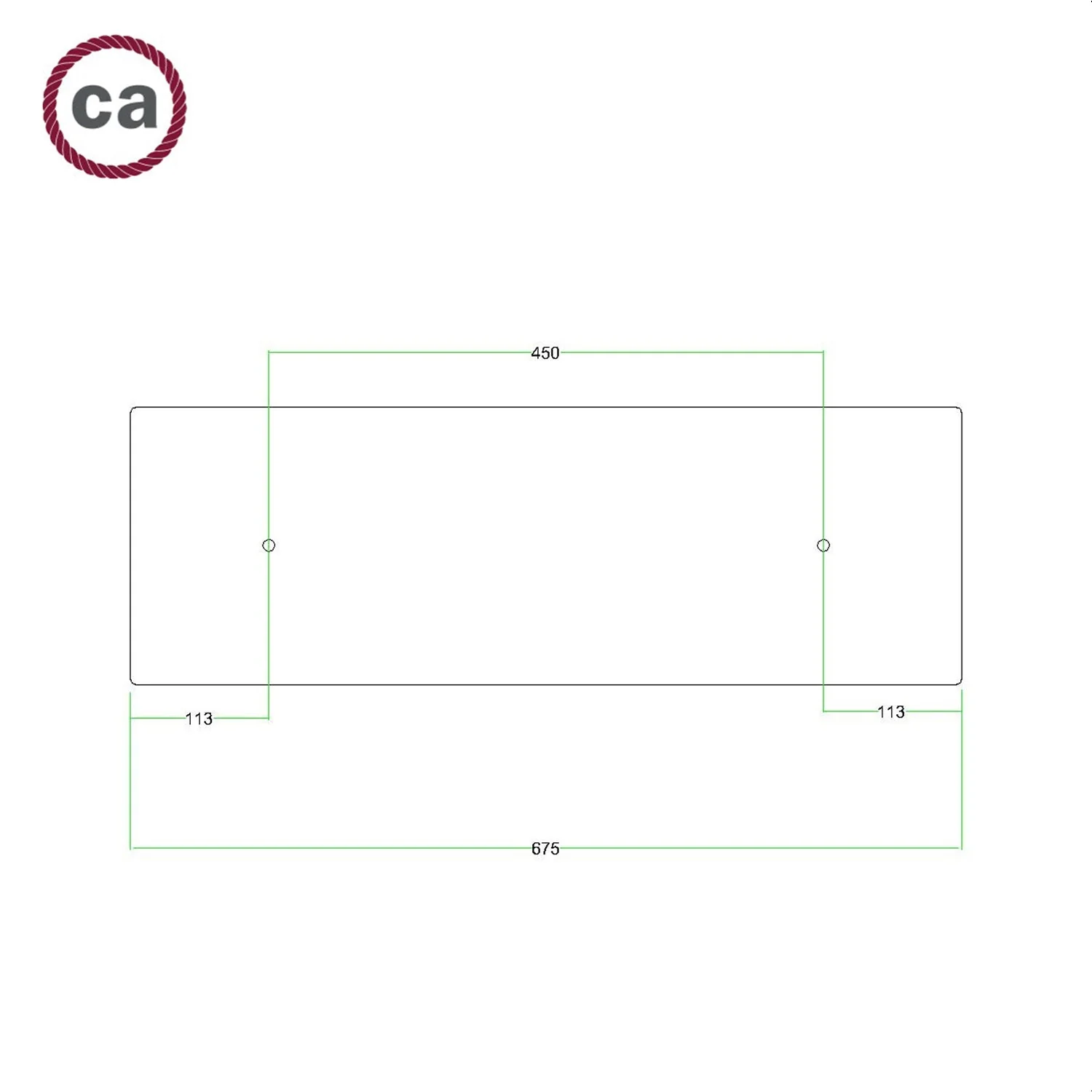 XXL Rose-One rectangular ceiling rose with 2 holes and 6 side holes, dimensions 675 x 225 mm - Satin copper Dibond - Image 6
