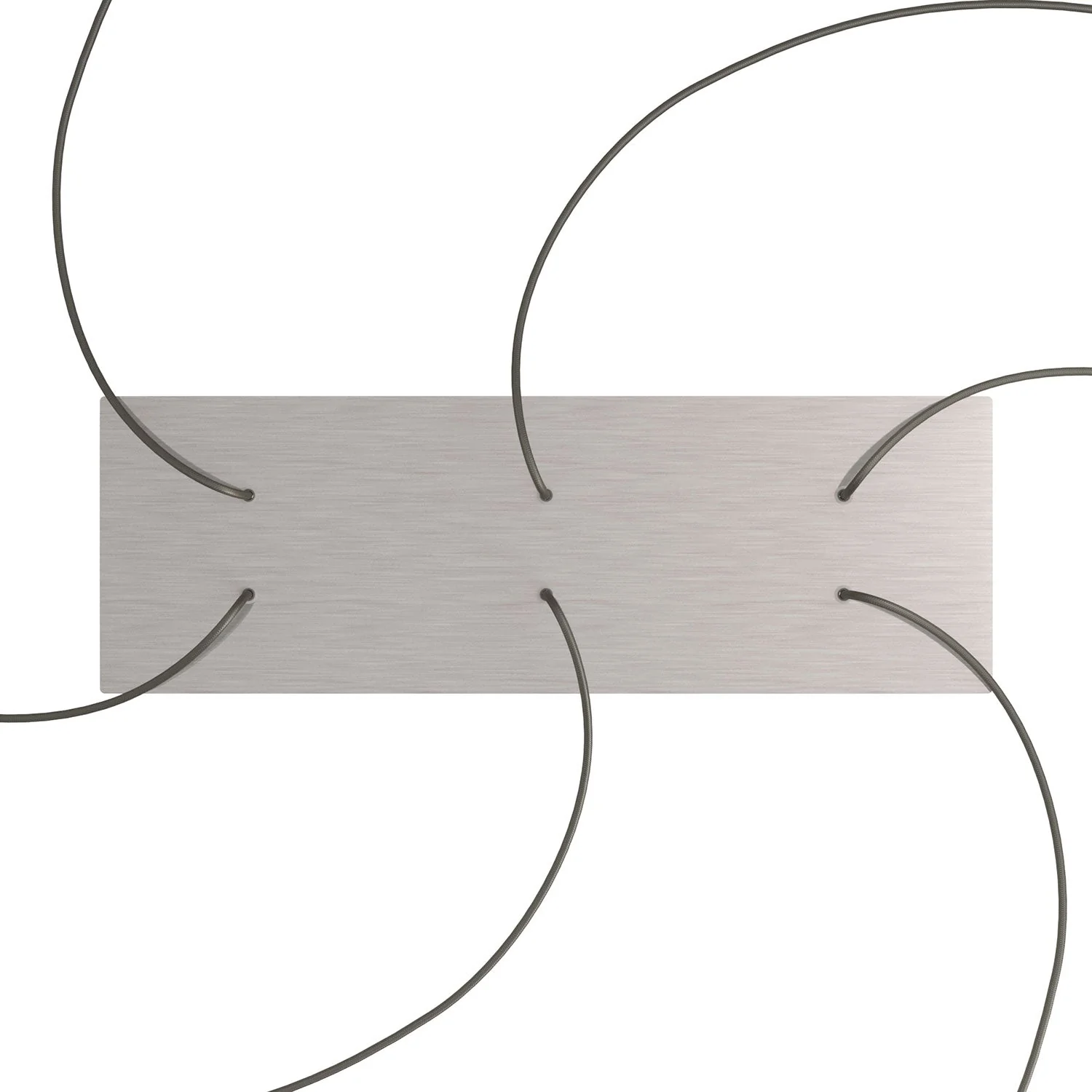 XXL Rose-One rectangular ceiling rose with 6 holes and 6 side holes, dimensions 675 x 225 mm – Satin steel Dibond - Image 2