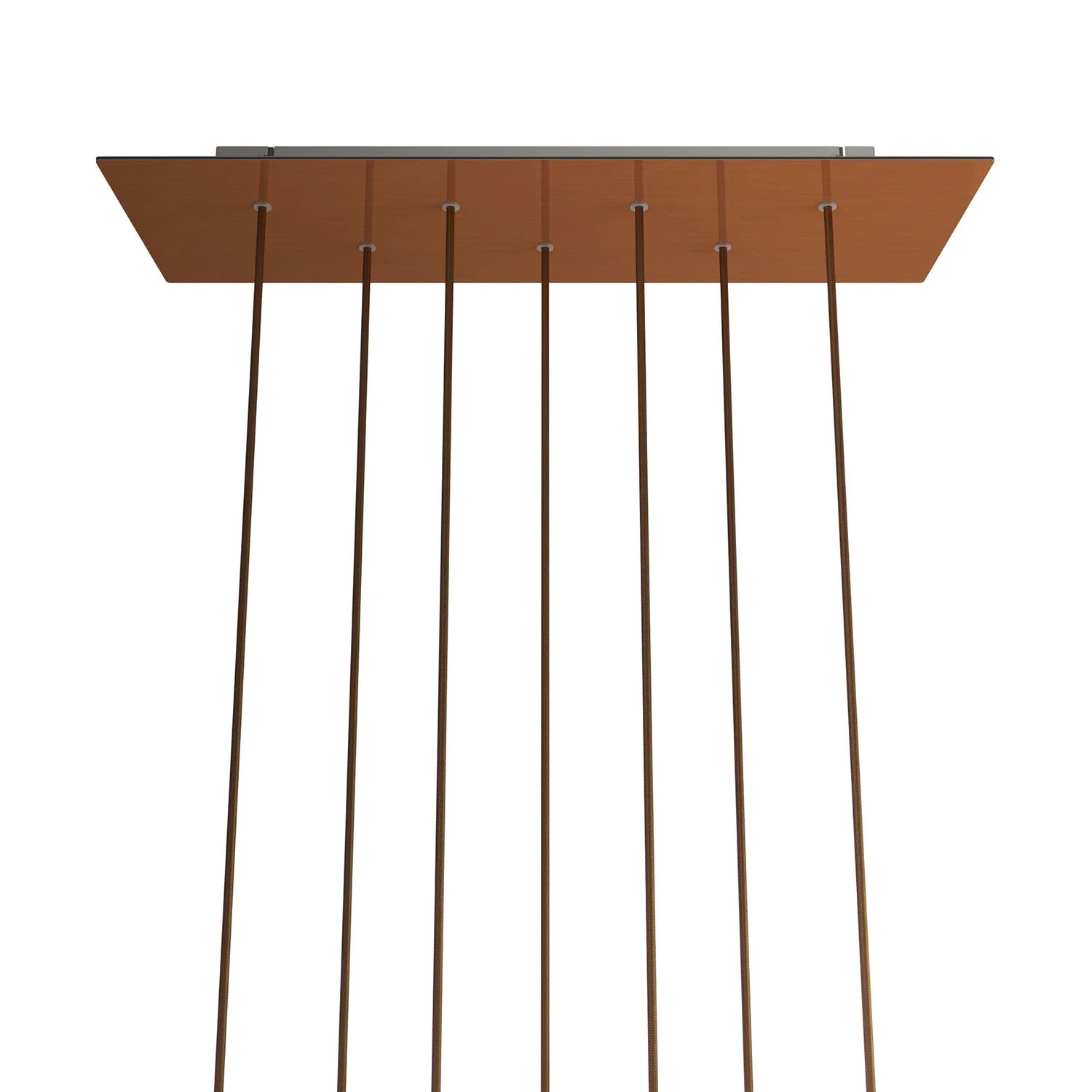 XXL Rose-One rectangular ceiling rose with 7 holes and 6 side holes, dimensions 675 x 225 mm  - Satin copper Dibond