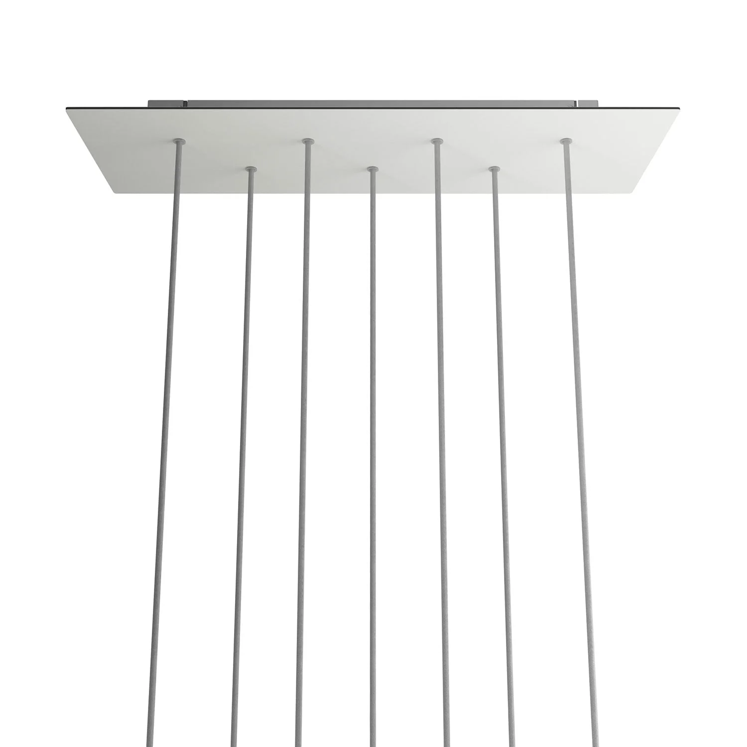 XXL Rose-One rectangular ceiling rose with 7 holes and 6 side holes, dimensions 675 x 225 mm – Matt White Dibond