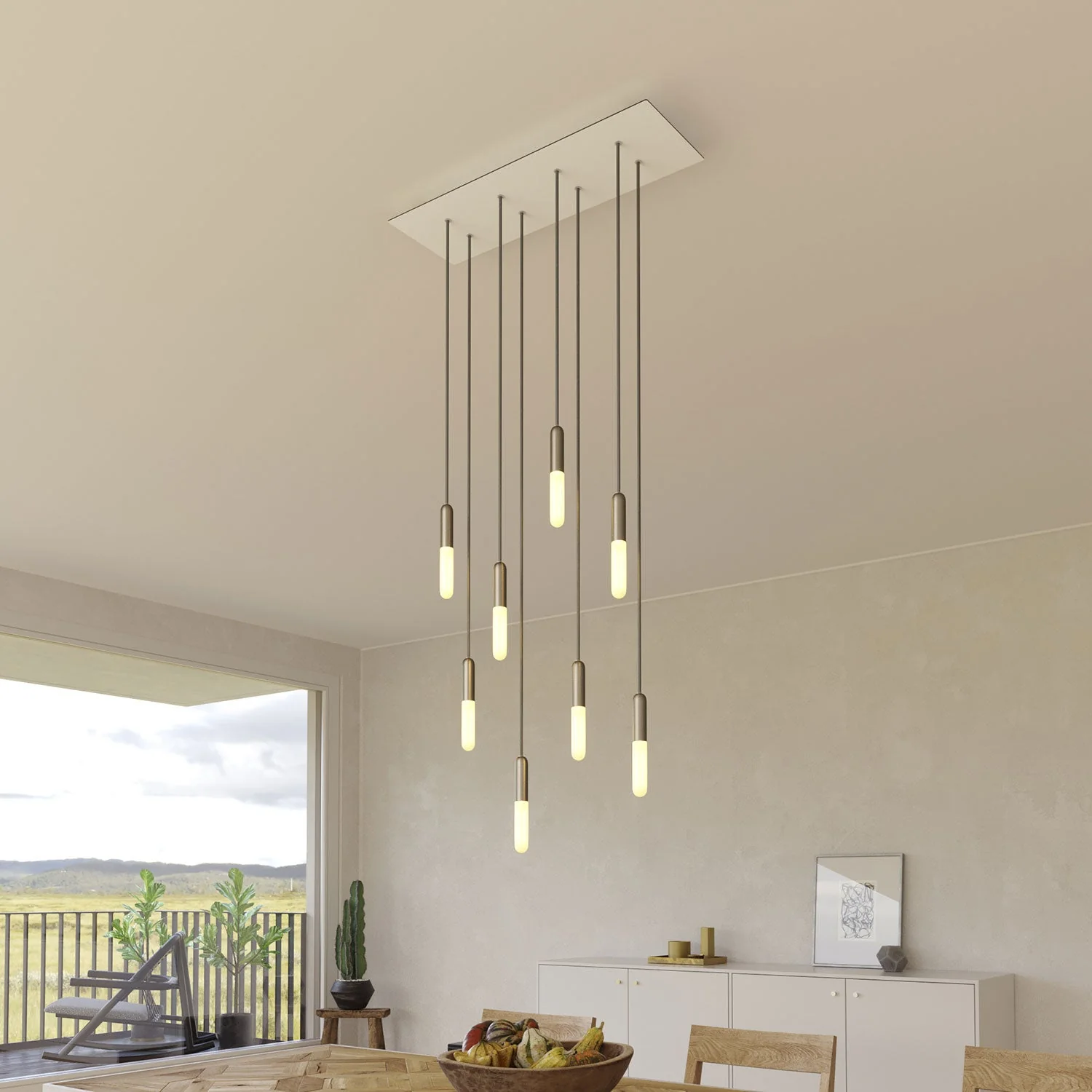 XXL Rose-One rectangular ceiling rose with 8 holes and 6 side holes, size 675 x 225 mm - Matt white Dibond - Image 4