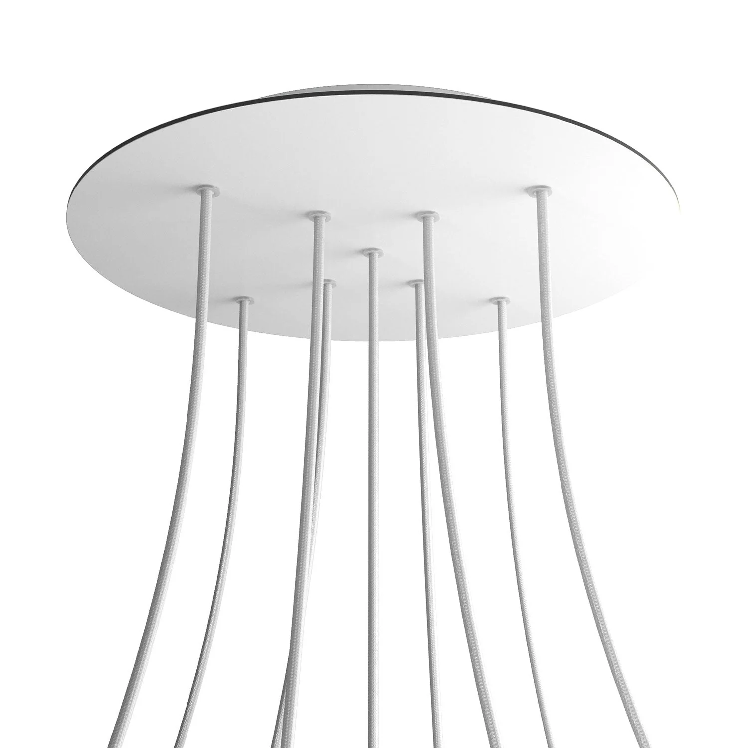Ceiling rose XXL Rose-One round, 400 mm diameter with 9 X-shaped holes and 4 side holes – Matt white