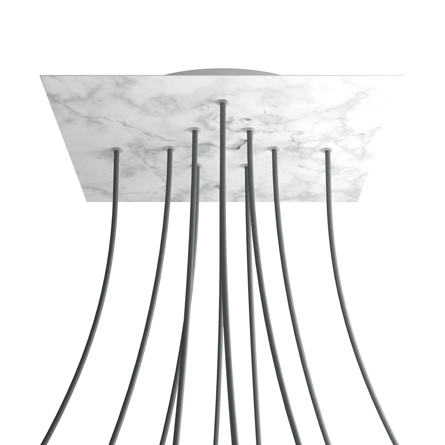 XXL ceiling rose Rose-One square, 400 mm with 10 holes and 4 side holes - Carrara Marble