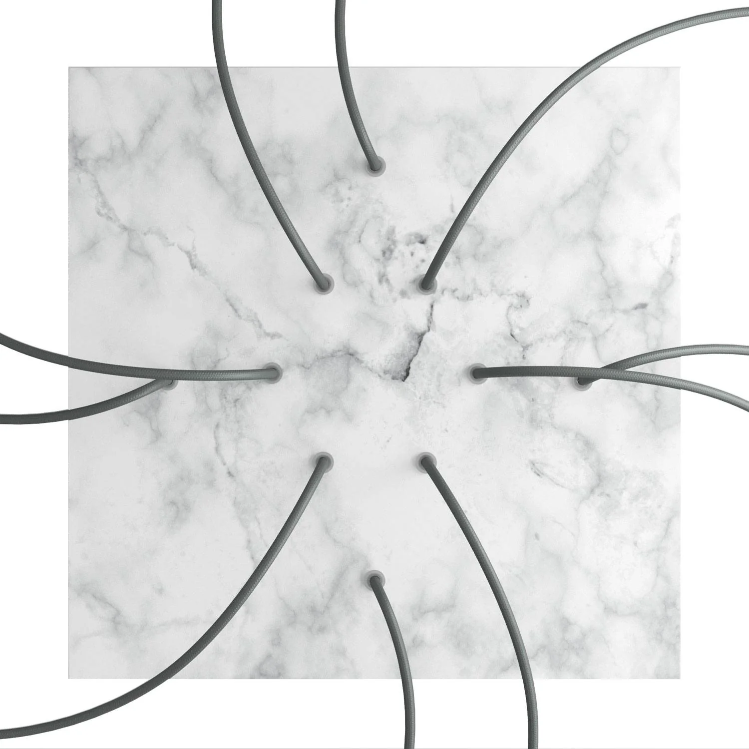 XXL ceiling rose Rose-One square, 400 mm with 10 holes and 4 side holes - Carrara Marble - Image 2