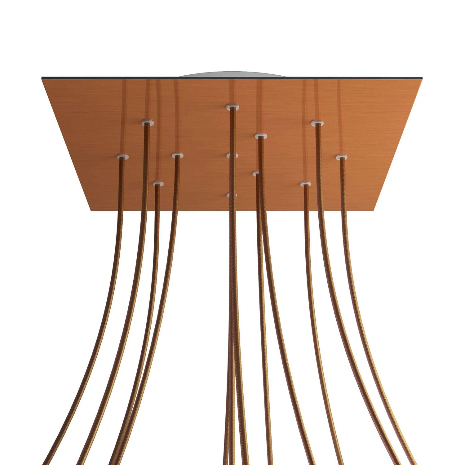 XXL Rose-One square ceiling rose, 400 mm with 12 holes and 4 side holes - Satin copper Dibond