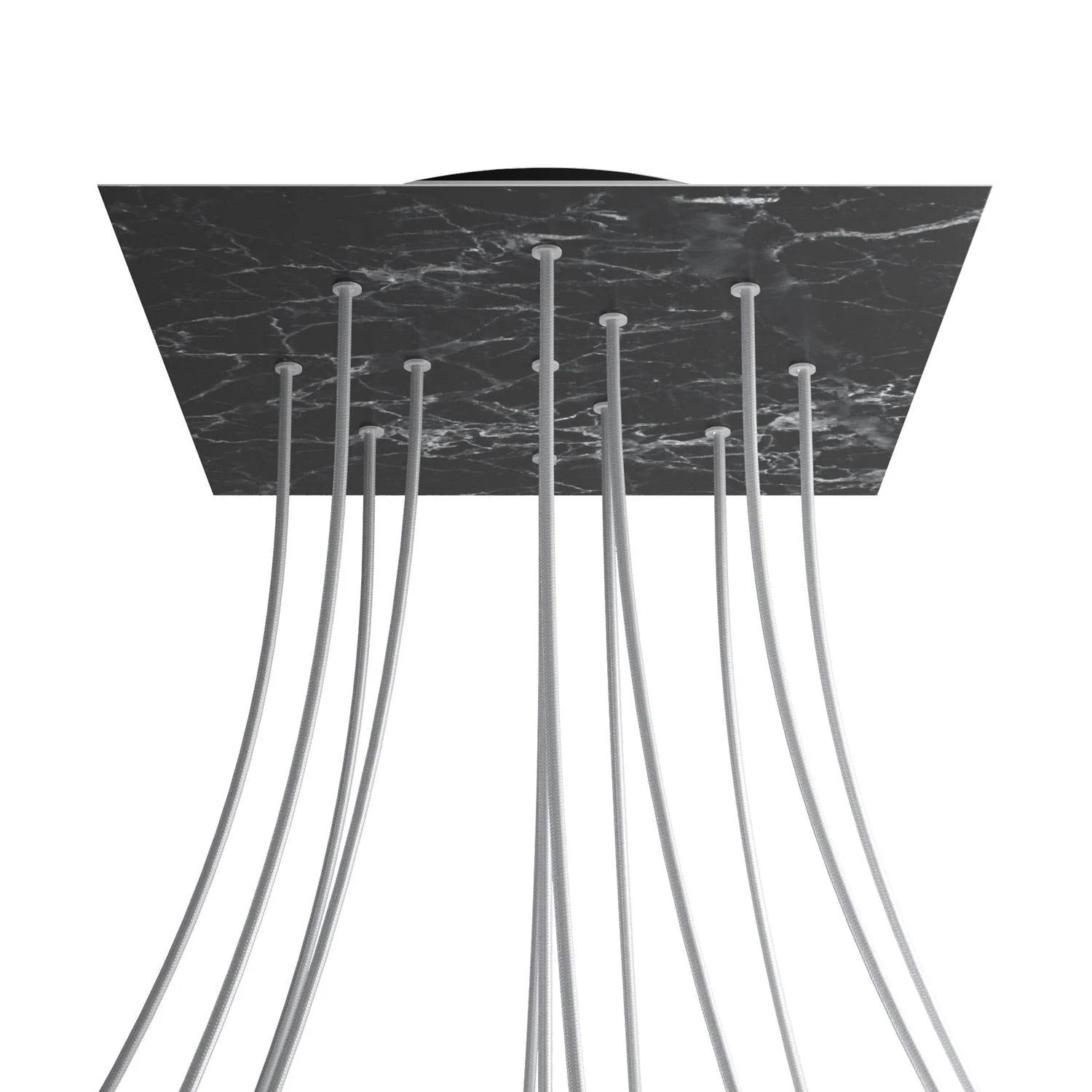 XXL Rose-One square ceiling rose, 400 mm with 12 holes and 4 side holes - Marquina Marble - Image 8