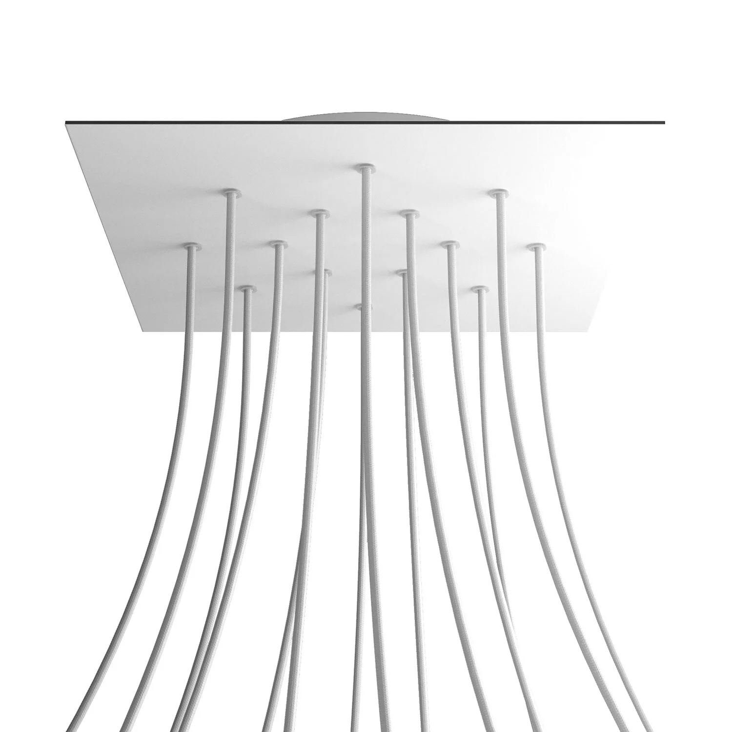 Ceiling rose XXL Rose-One square, 400 mm with 14 holes and 4 side holes - Matt white