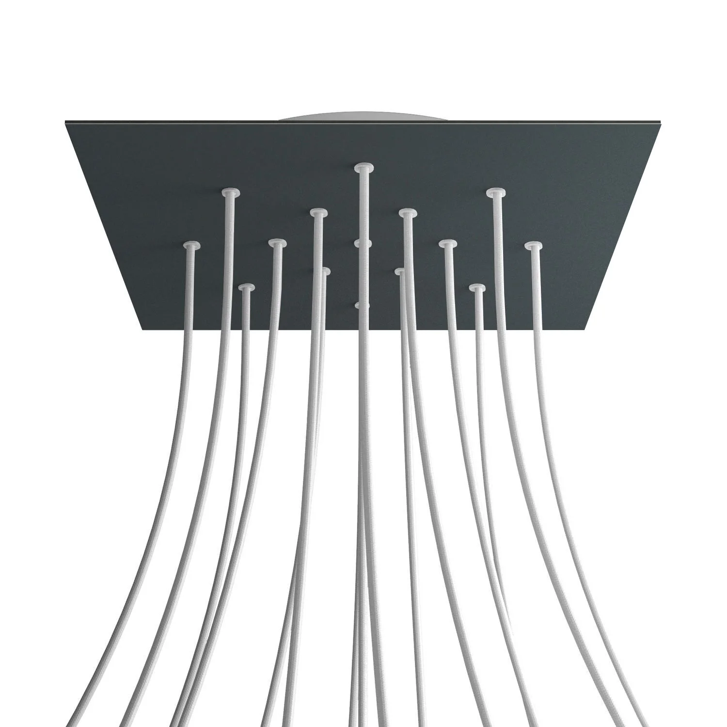 XXL Rose-One square ceiling rose, 400 mm with 15 holes and 4 side holes - Anthracite