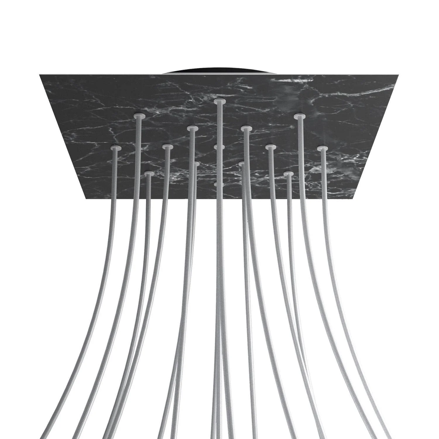 XXL Rose-One square ceiling rose, 400 mm with 15 holes and 4 side holes - Marquina marble - Image 8