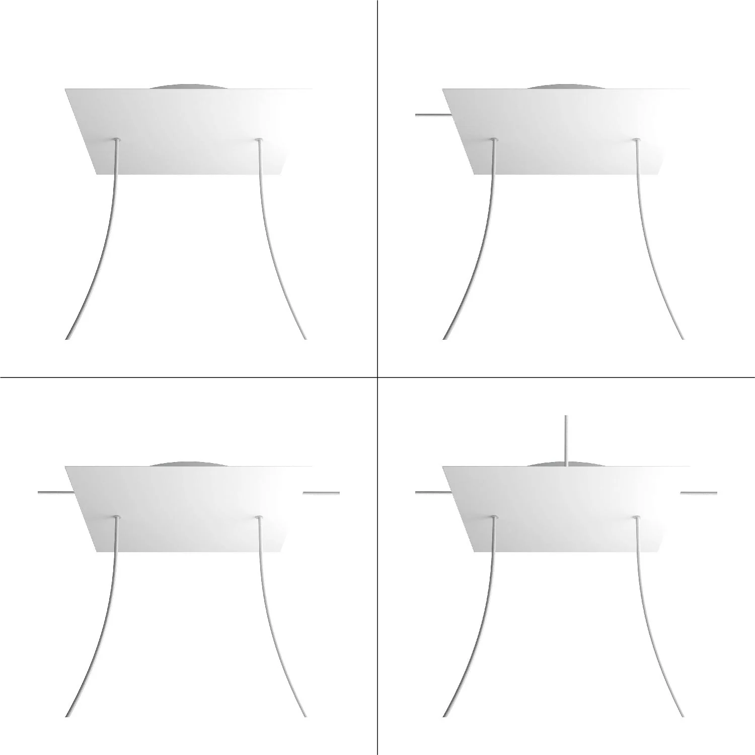 XXL Rose-One square ceiling rose, 400 mm with 2 holes and 4 side holes - Satin steel Dibond - Image 4