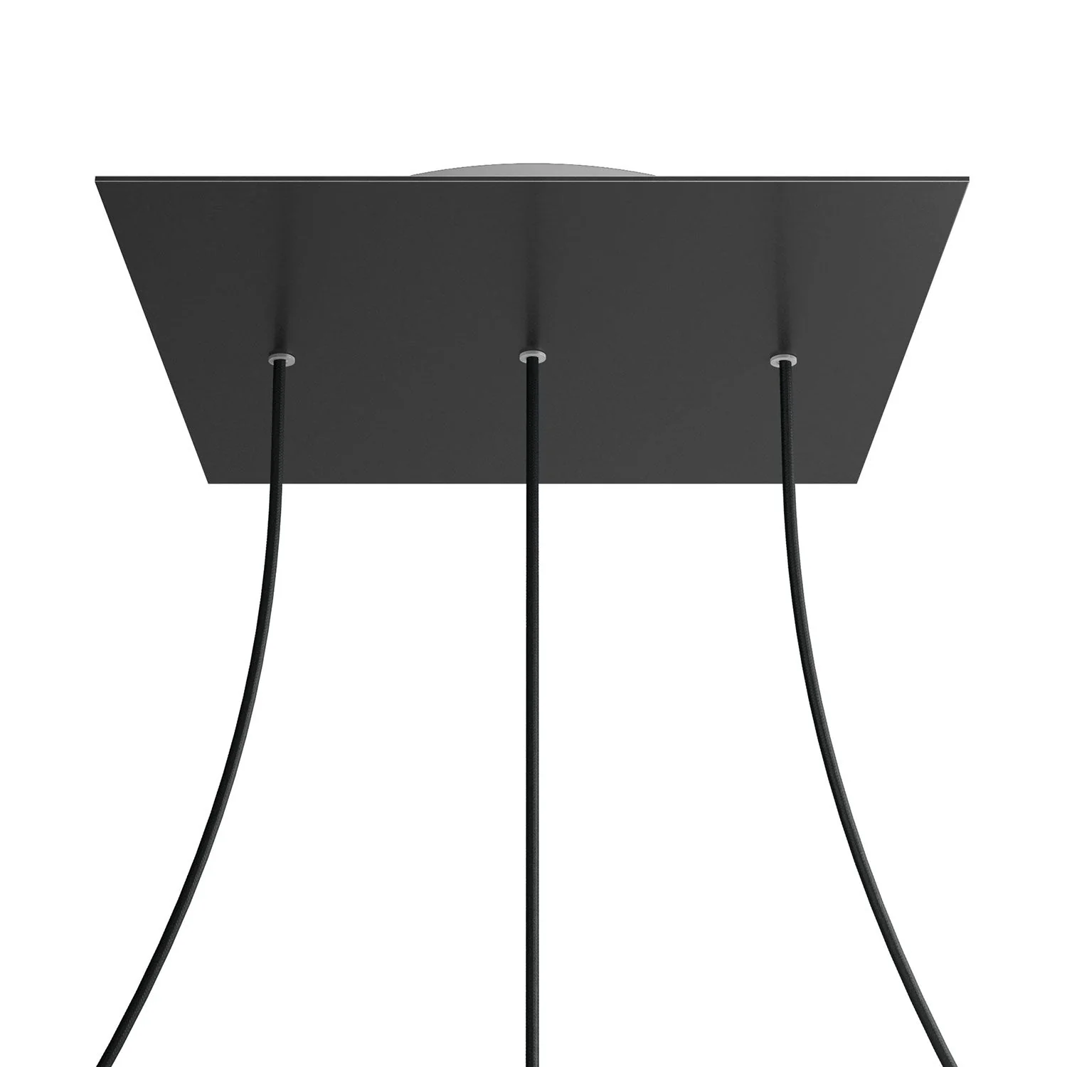 XXL Rose-One square ceiling rose, 400 mm with 3 inline holes and 4 side holes - Matt black