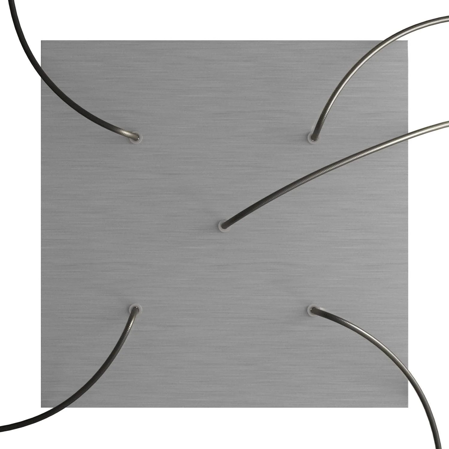 Ceiling rose XXL Rose-One square, 400 mm with 5 holes and 4 side holes - Dibond Brushed Steel - Image 2